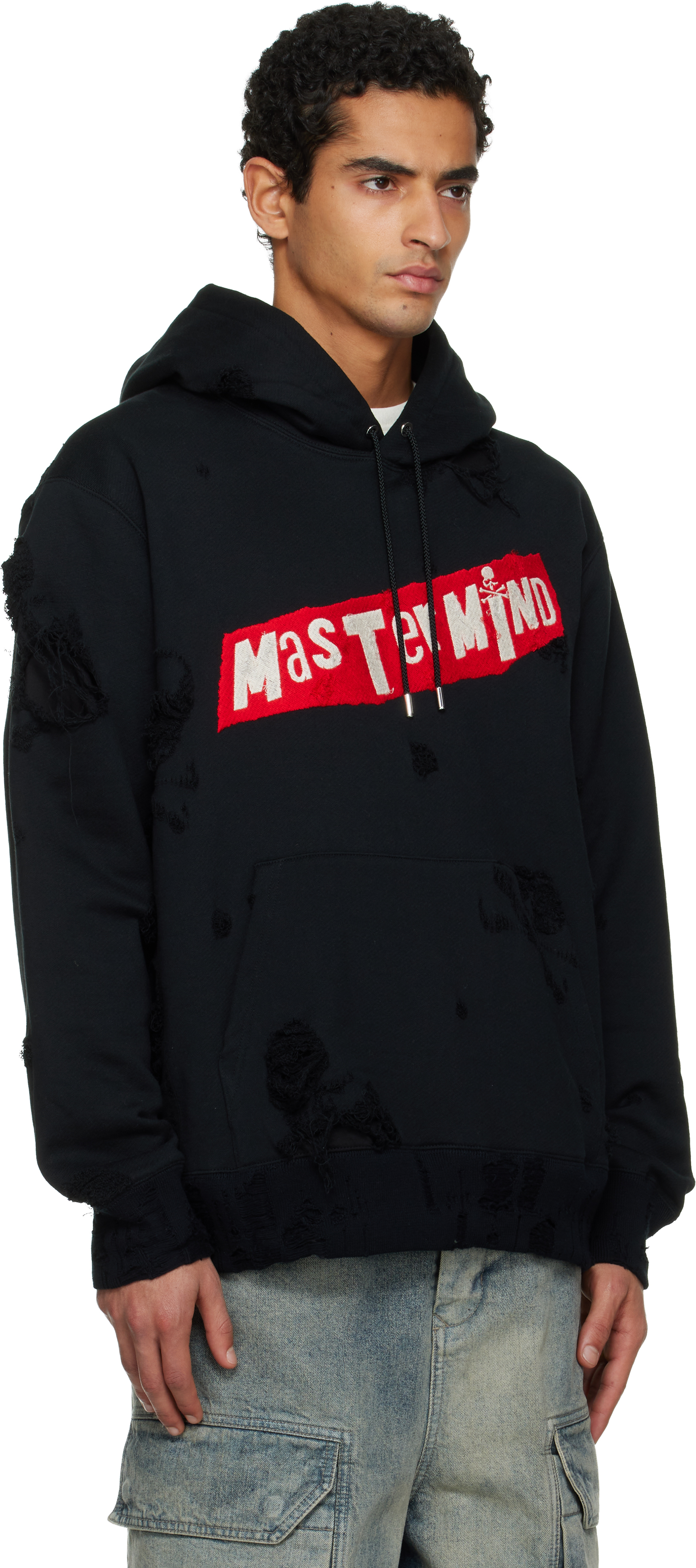 Mastermind Japan Black Distressed Hoodie In Black