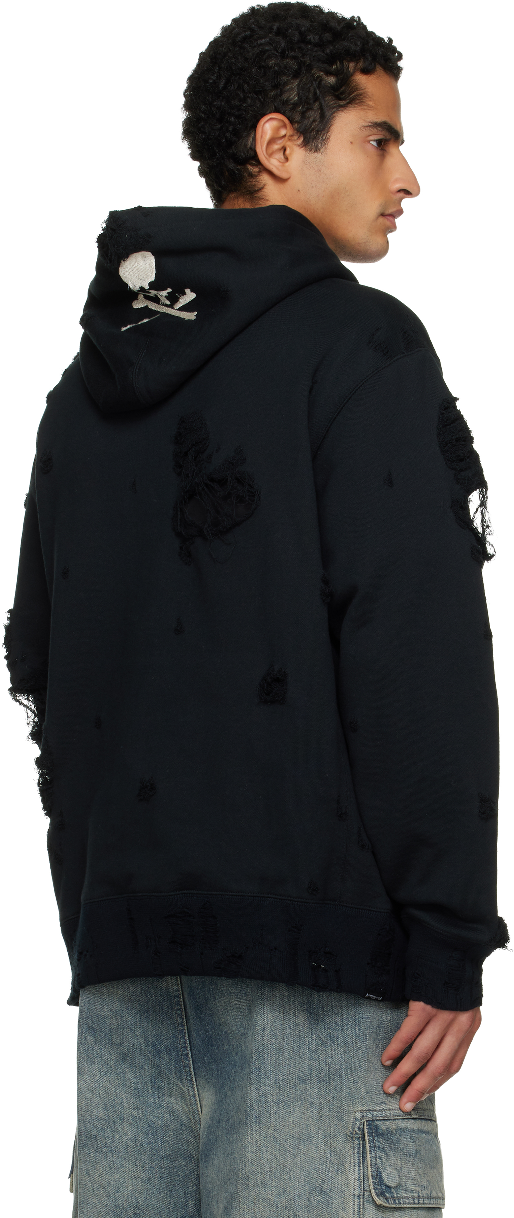 Mastermind Japan Black Distressed Hoodie In Black