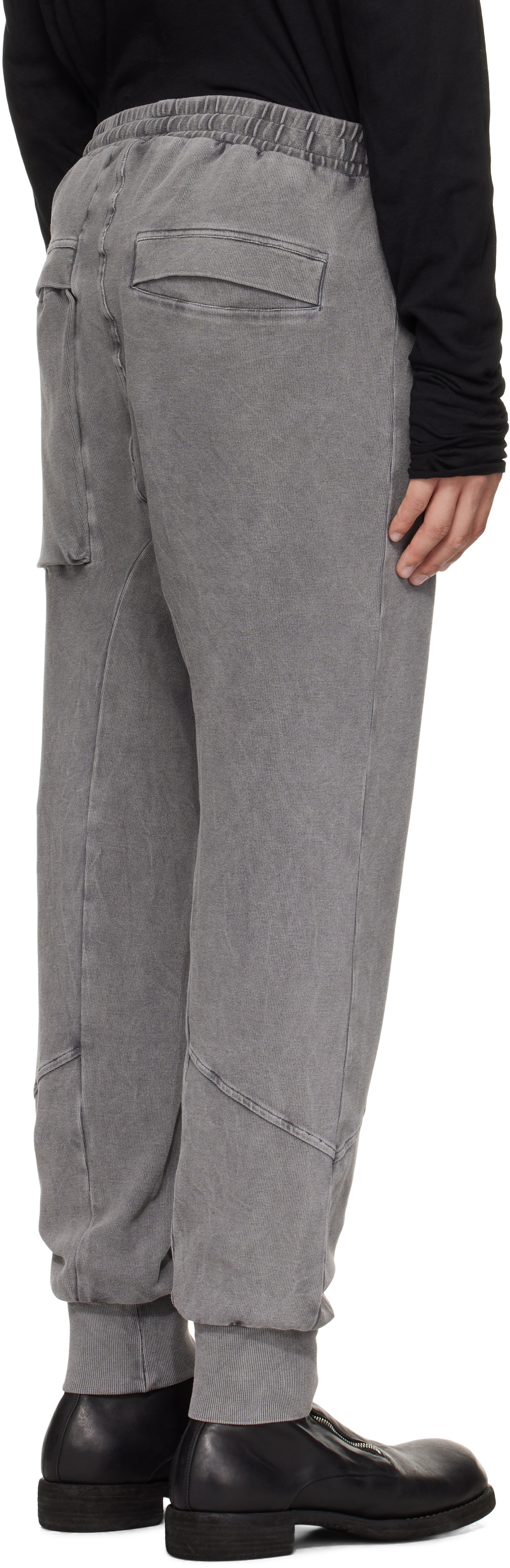 Thom Krom Rib-knit Stretch Cotton-blend Cargo Pants In Gray