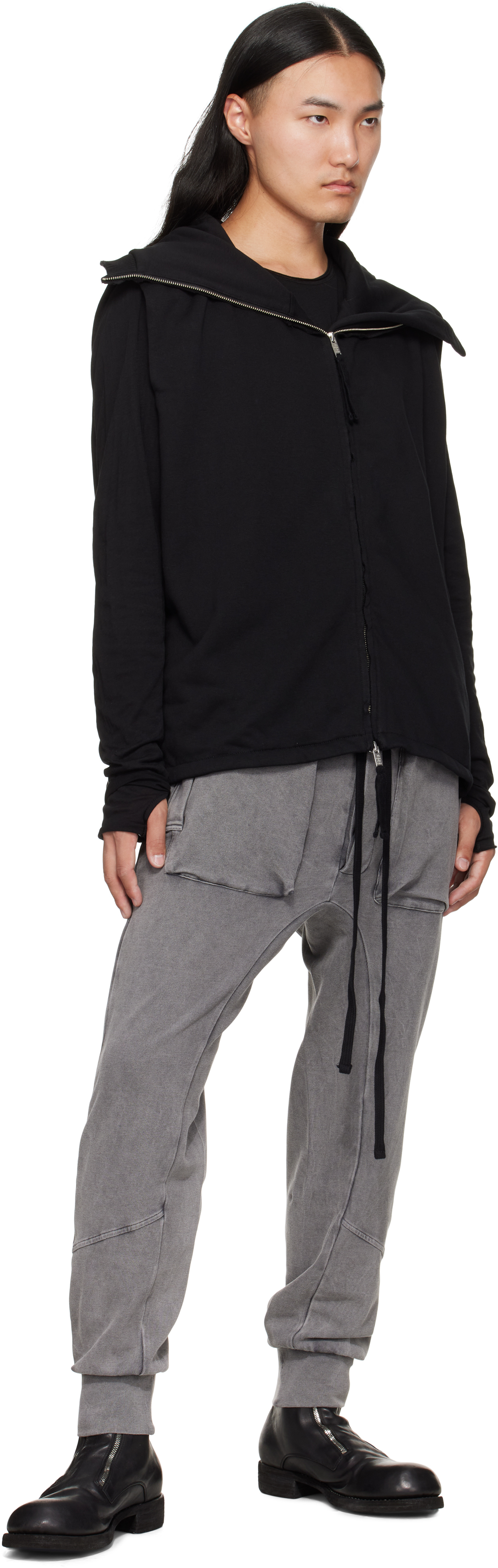 Thom Krom Rib-knit Stretch Cotton-blend Cargo Pants In Gray
