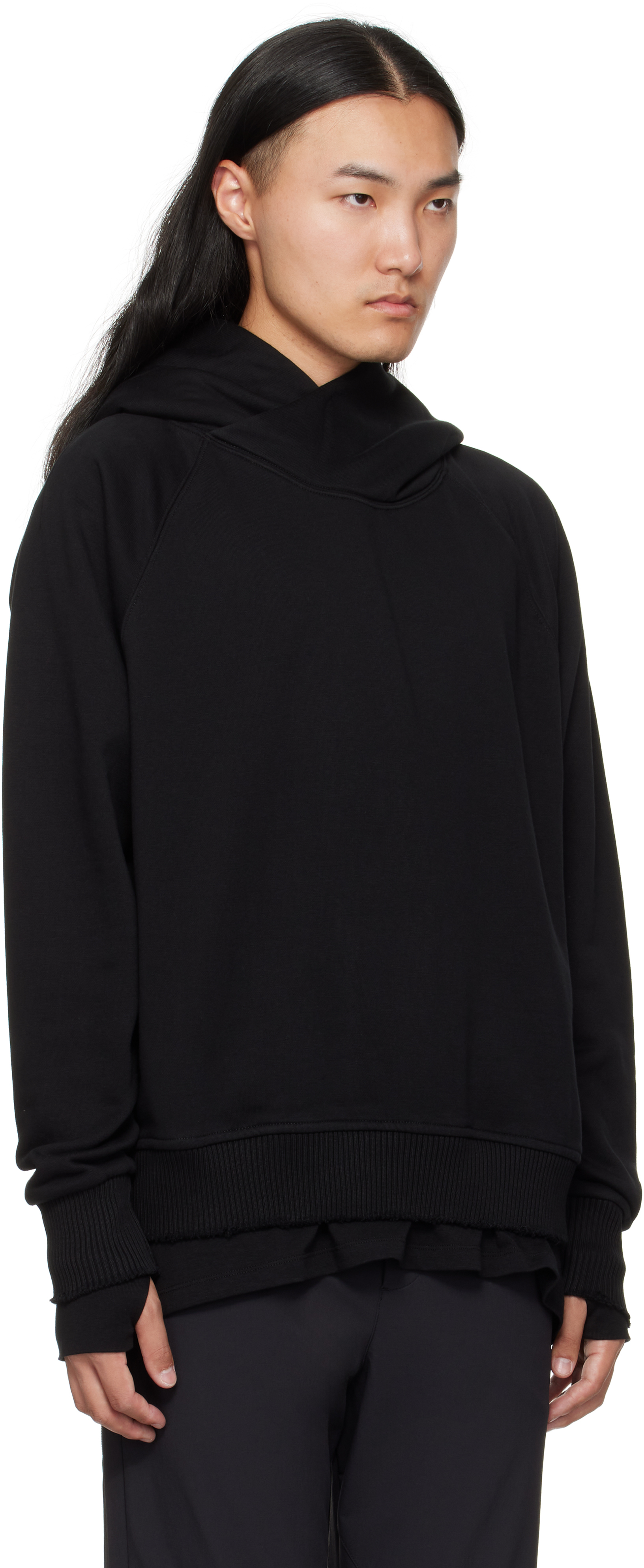 Thom Krom Ribbed-trim Long-sleeve Hoodie In Black