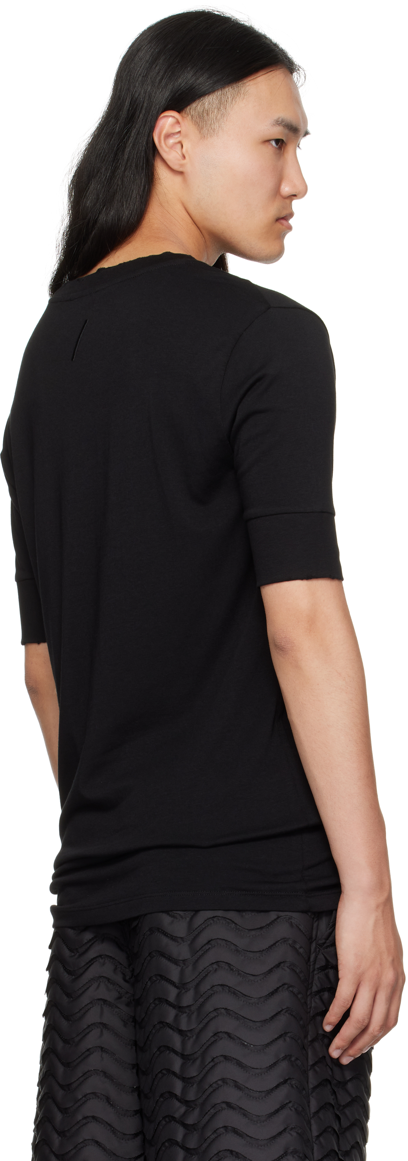 Thom Krom Oversized Patched Print Cotton-modal Stretch Jersey T-shirt In Black