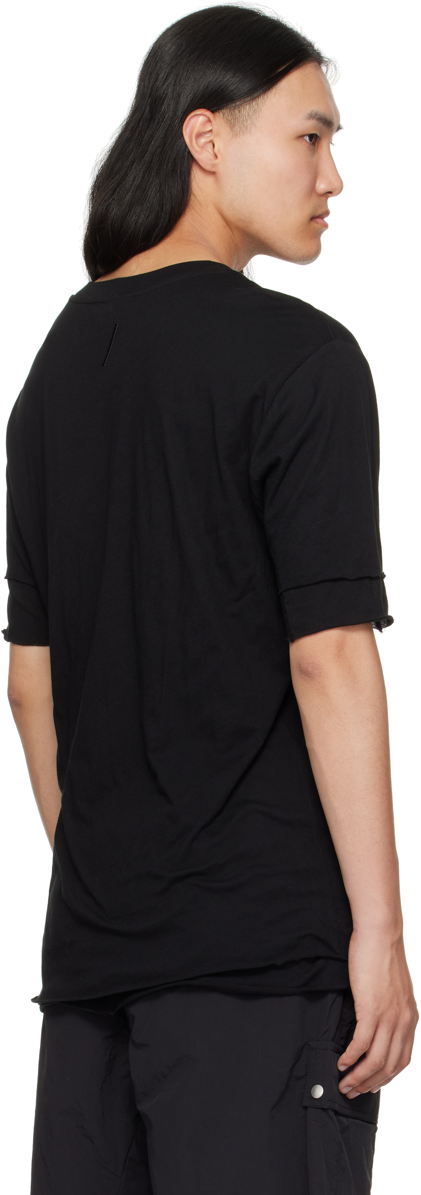 Thom Krom Oversized Patched Print Cotton-modal Stretch Jersey T-shirt In Black