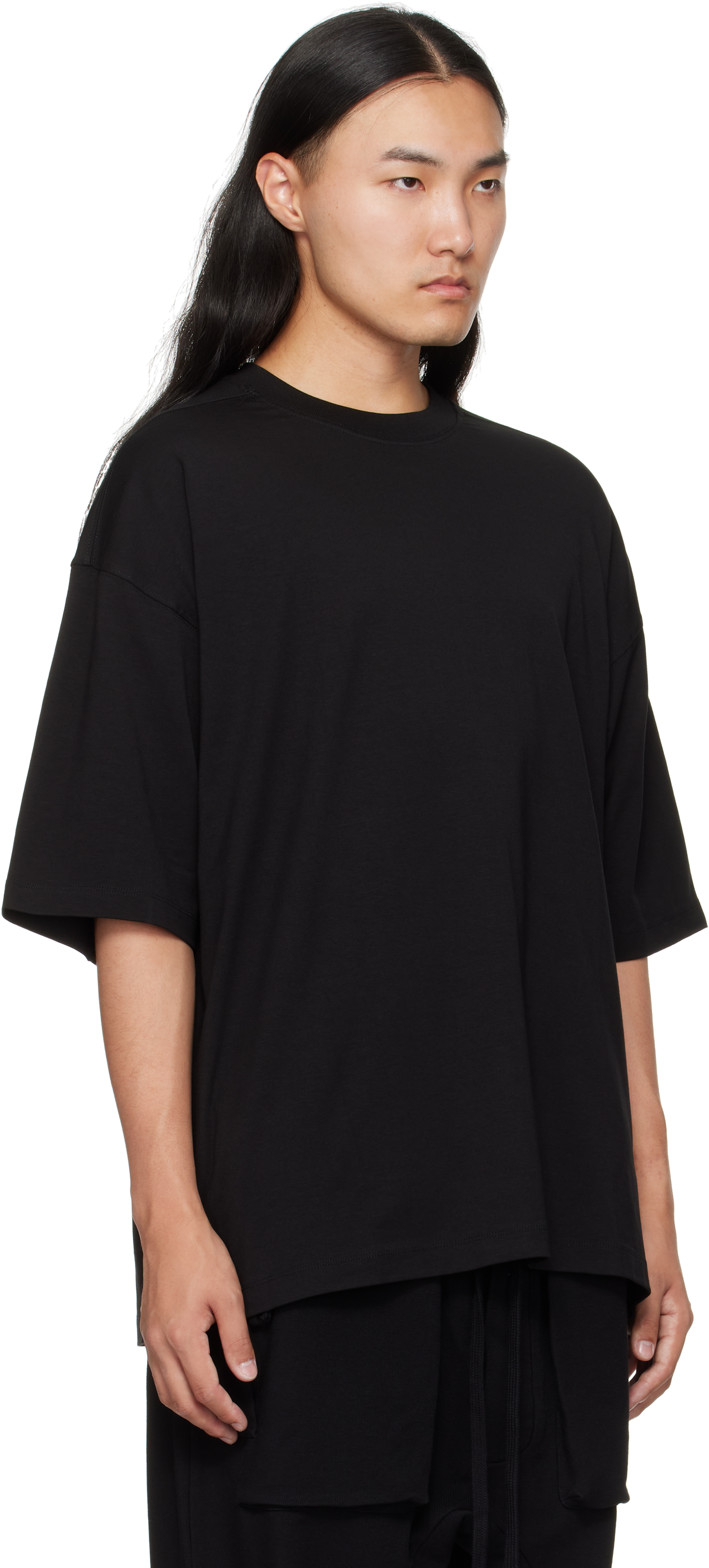 Thom Krom Oversized Patched Print Cotton-modal Stretch Jersey T-shirt In Black