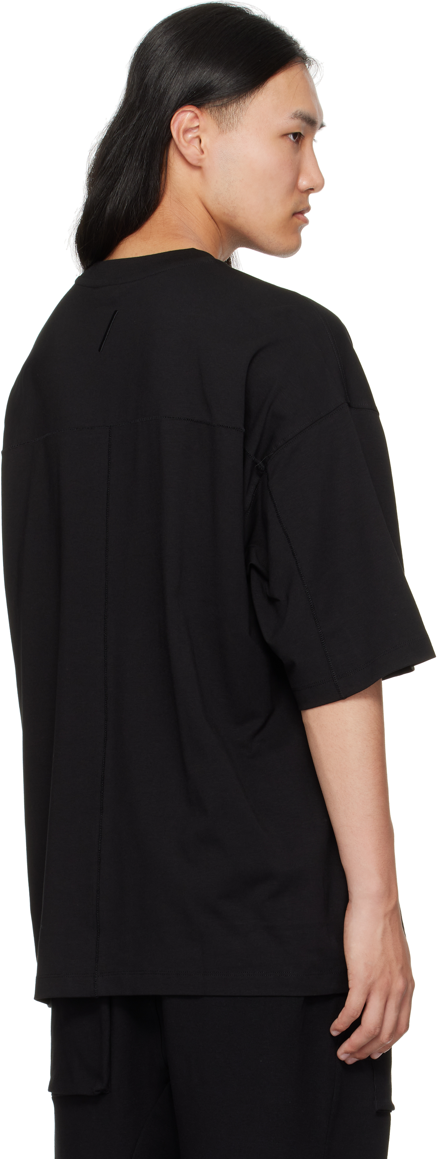 Thom Krom Oversized Patched Print Cotton-modal Stretch Jersey T-shirt In Black