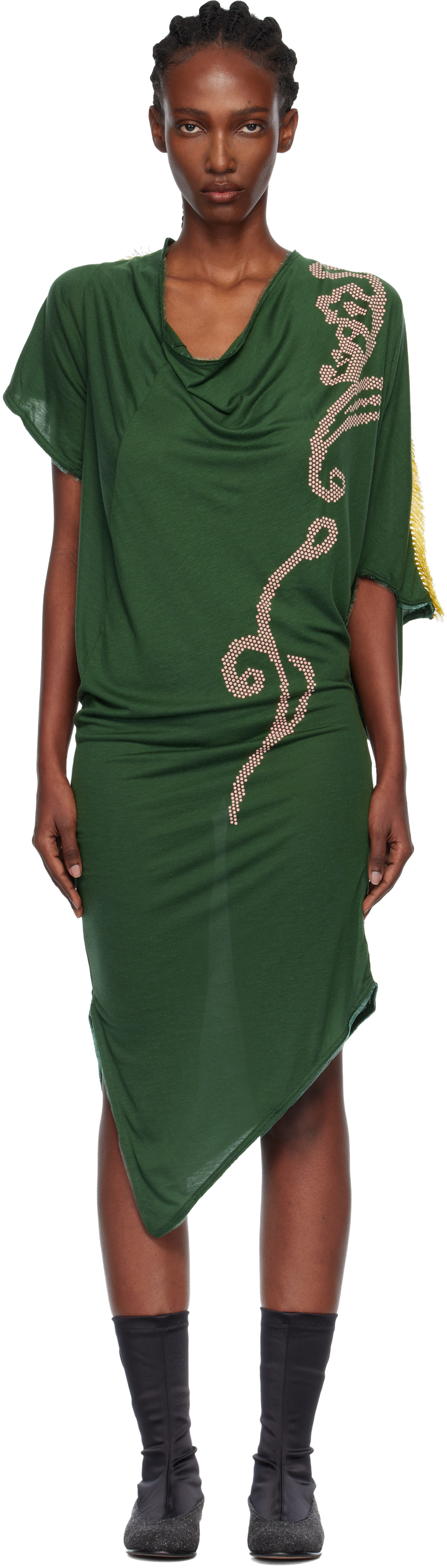 Kiko Kostadinov Green Ziggy Midi Dress In Green