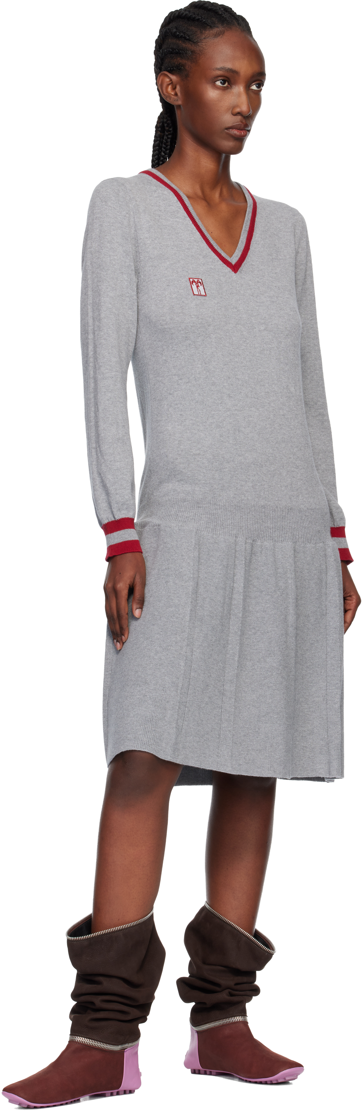 Kiko Kostadinov Gray Vivian Jumper Midi Dress In Gray