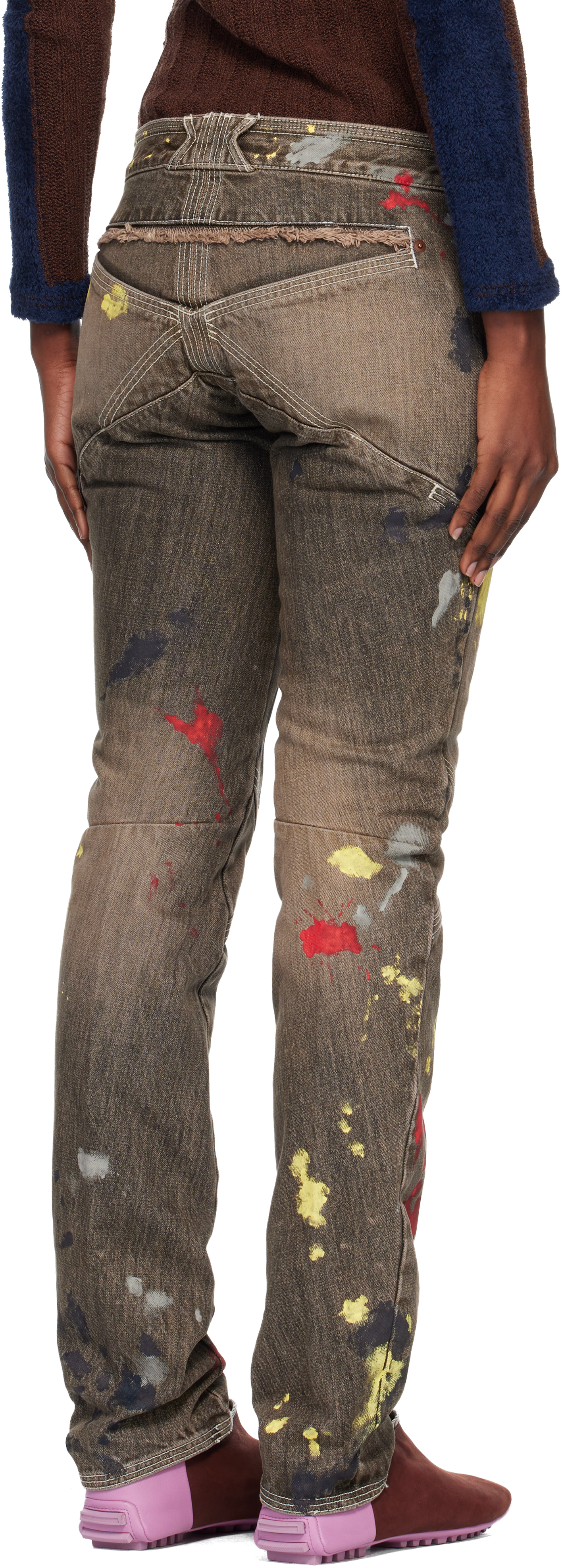 Kiko Kostadinov Brown K Painted Slim Jeans In Brown