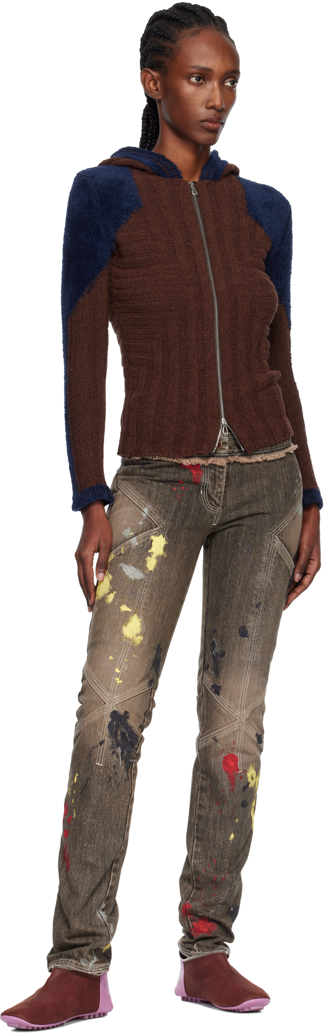 Kiko Kostadinov Brown K Painted Slim Jeans In Brown