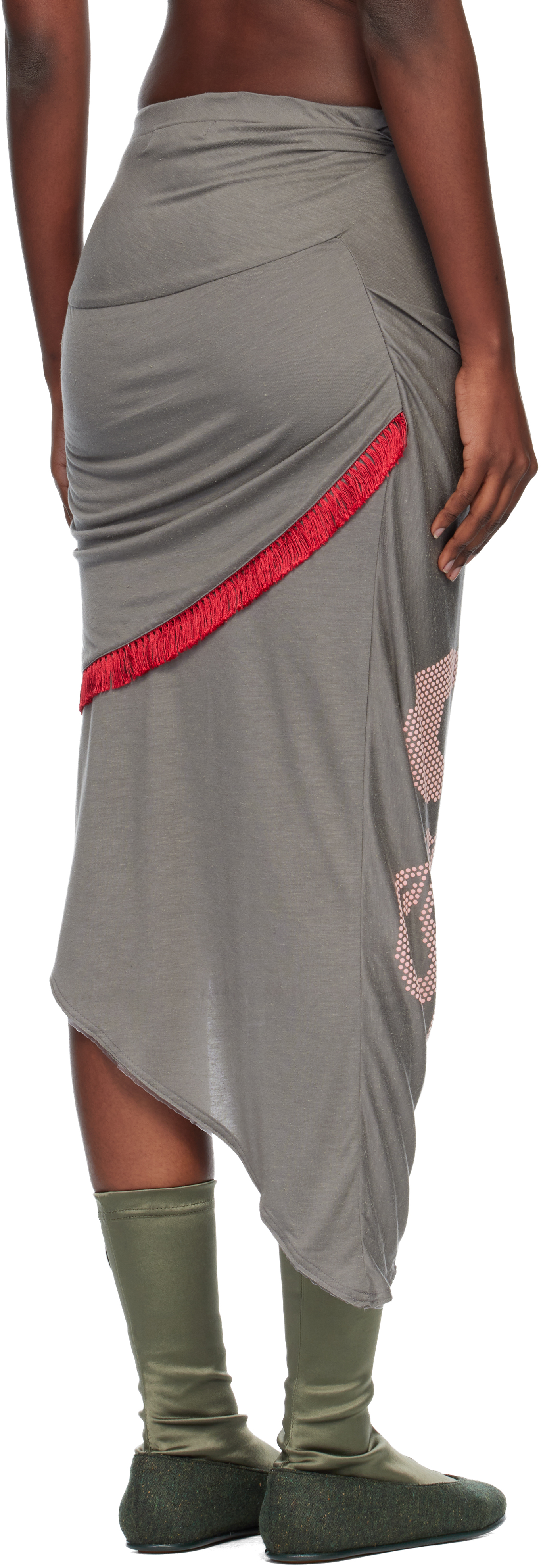 Kiko Kostadinov Gray Raven Midi Skirt In Gray