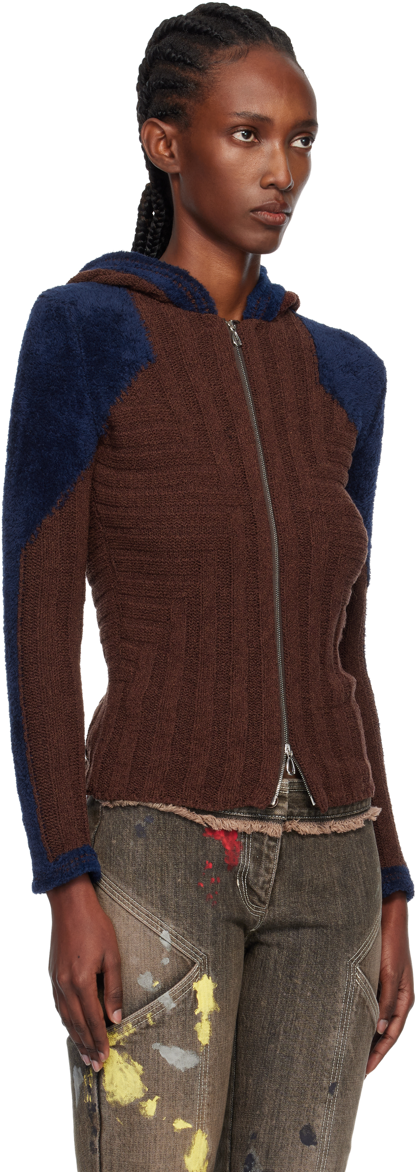 Kiko Kostadinov Brown & Blue Quimby Fitted Hoodie In Brown