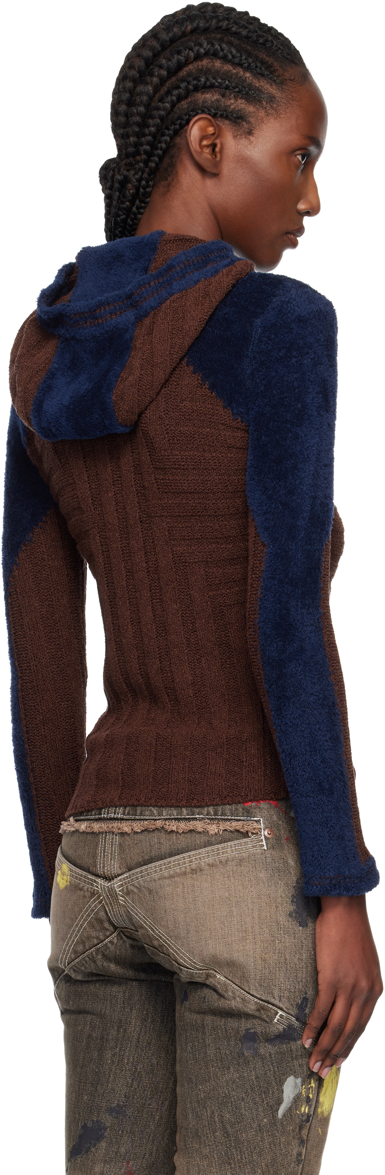 Kiko Kostadinov Brown & Blue Quimby Fitted Hoodie In Brown