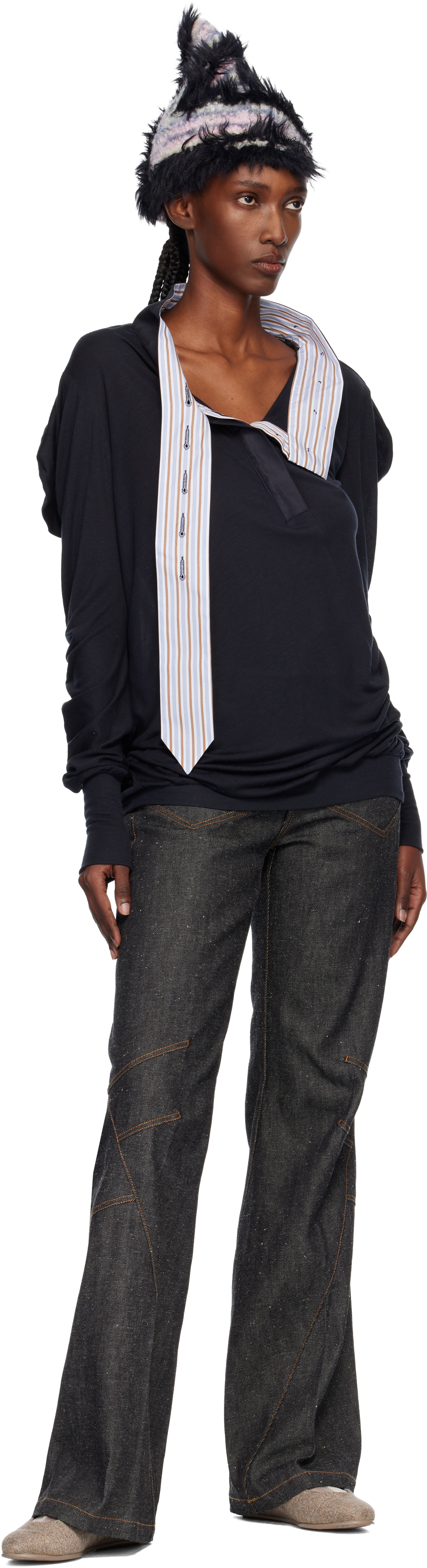 Kiko Kostadinov Black Howe Jersey Top In Black