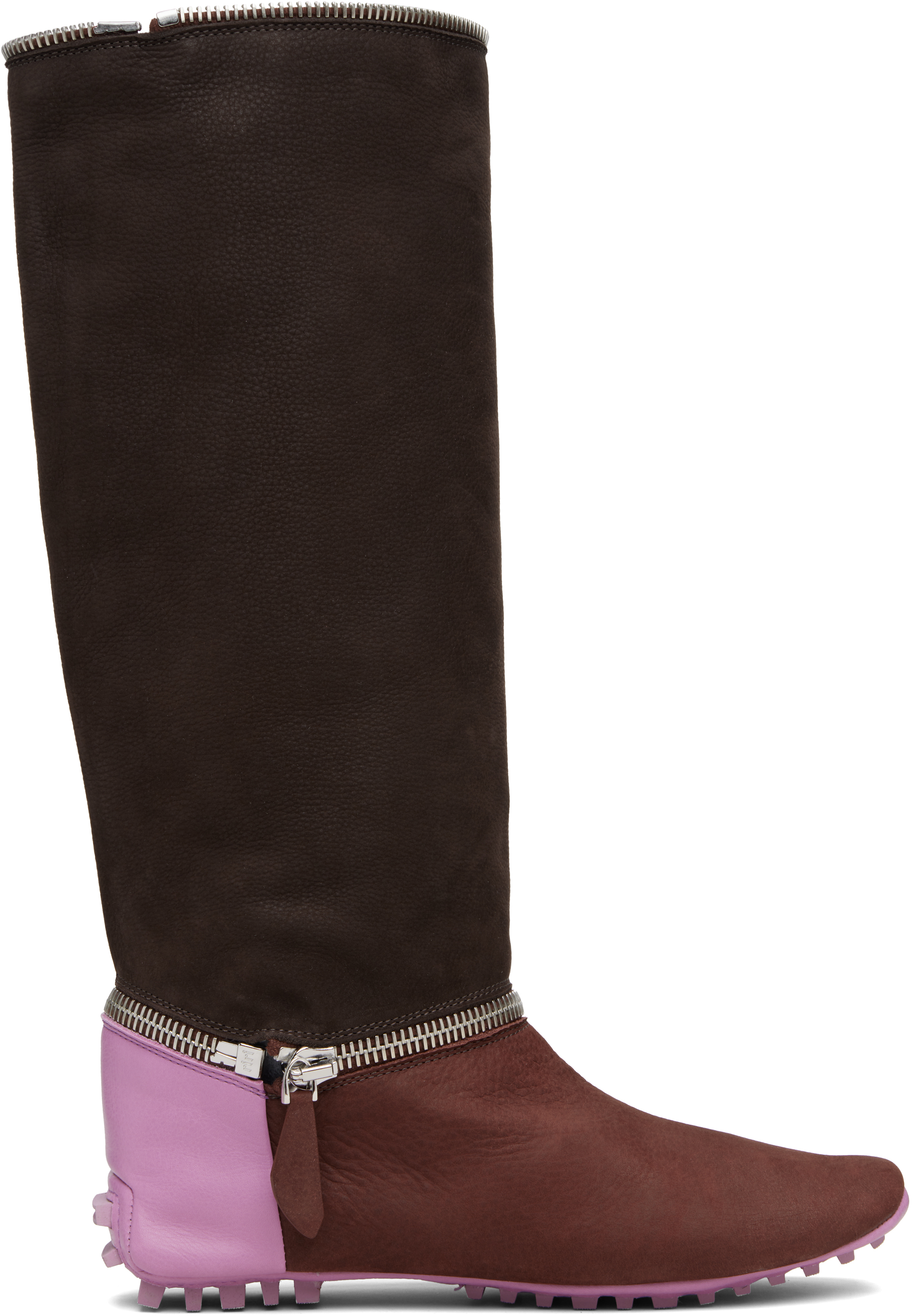 Kiko Kostadinov Burgundy & Brown Modular Driving Boots In Brown
