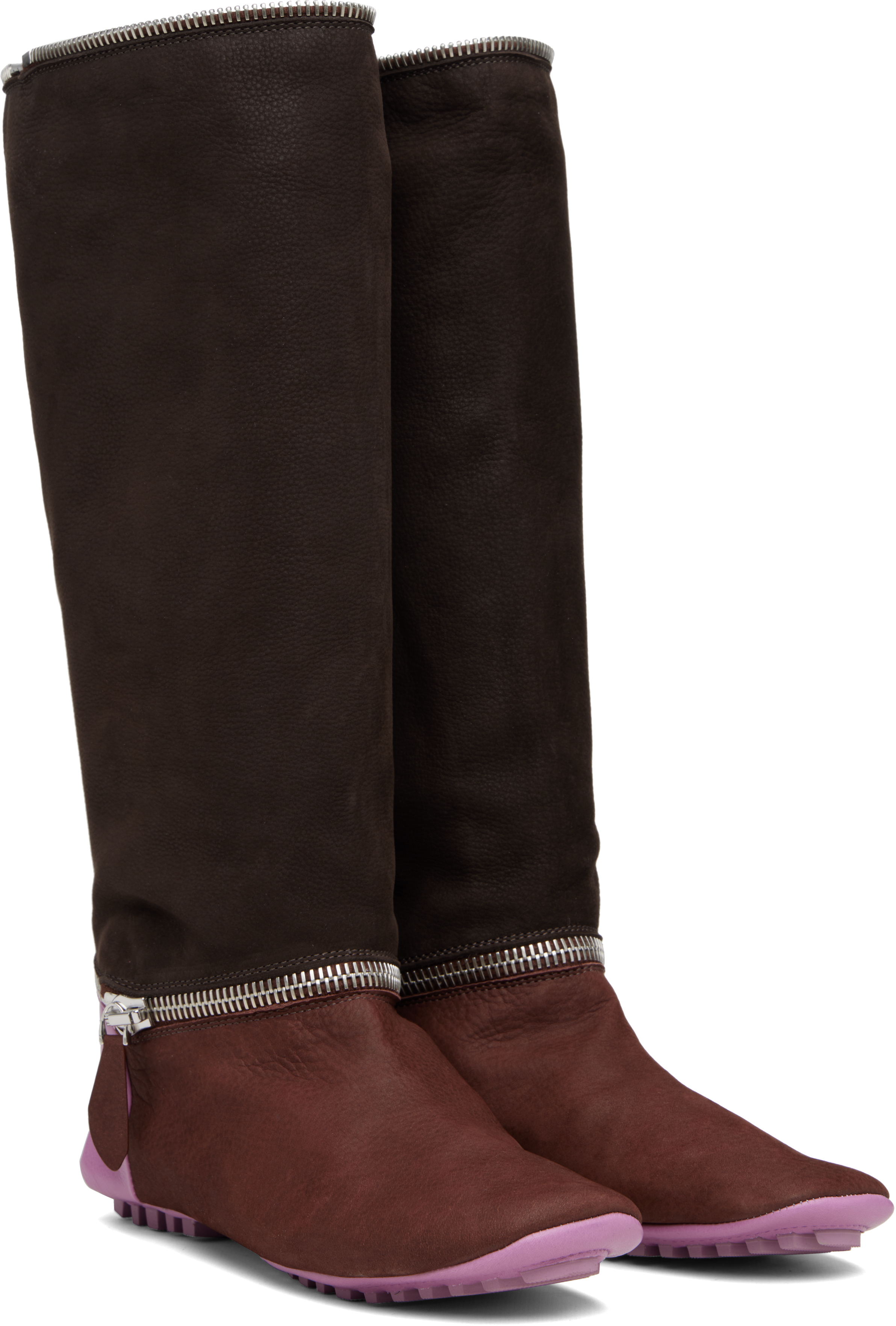 Kiko Kostadinov Burgundy & Brown Modular Driving Boots In Brown