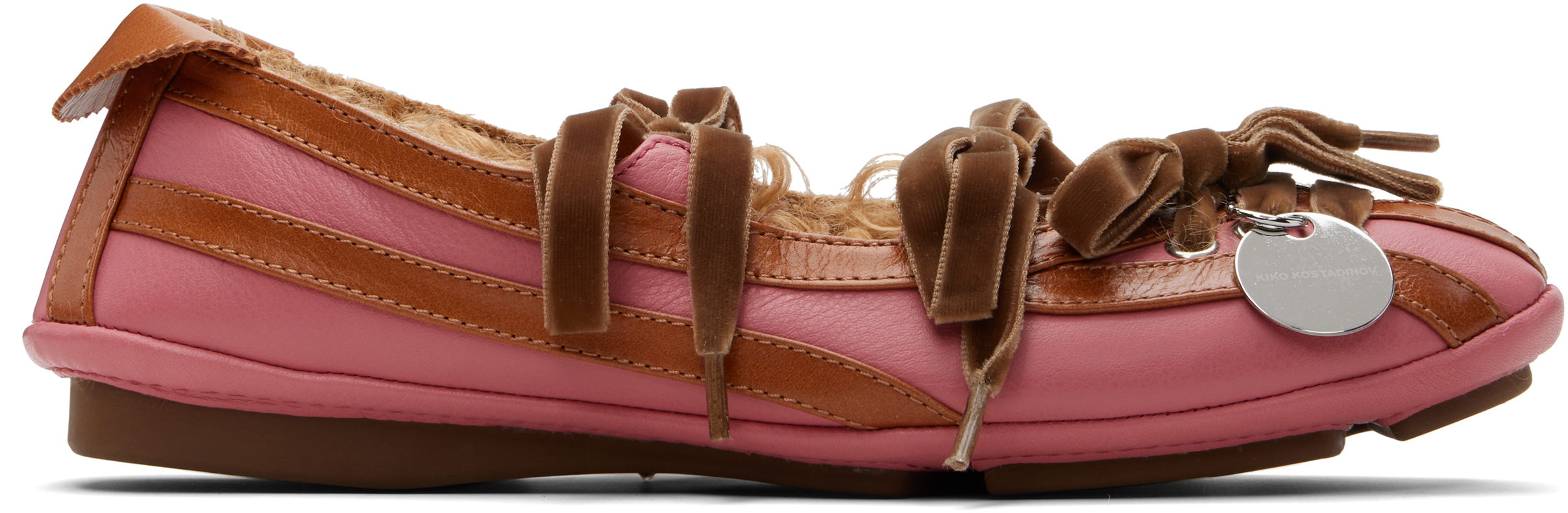 Kiko Kostadinov Ssense Exclusive Pink & Brown Lella Hybrid Ballerina Flats In Pink