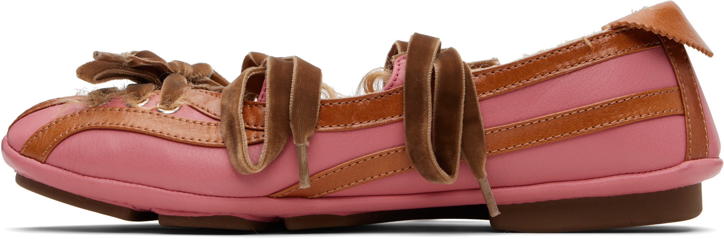 Kiko Kostadinov Ssense Exclusive Pink & Brown Lella Hybrid Ballerina Flats In Pink