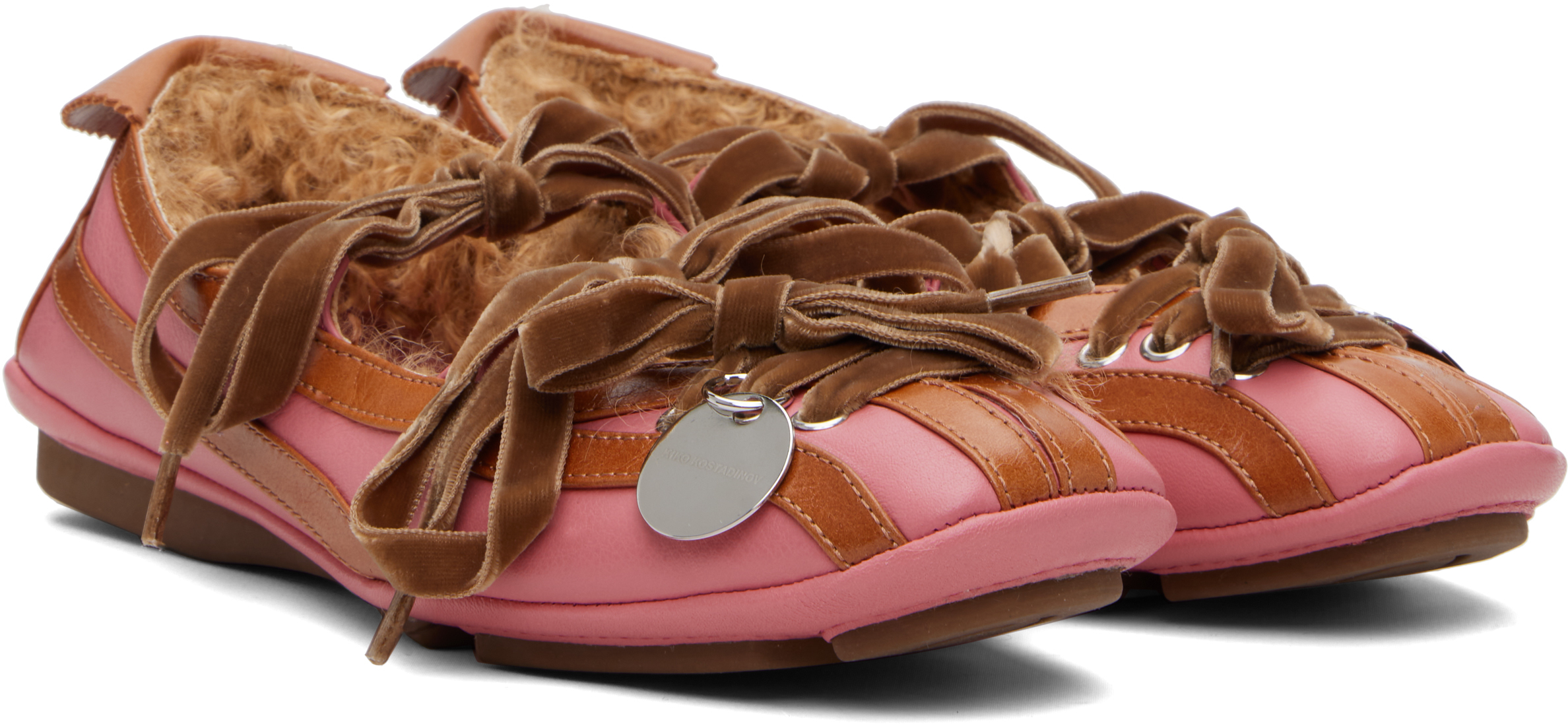 Kiko Kostadinov Ssense Exclusive Pink & Brown Lella Hybrid Ballerina Flats In Pink