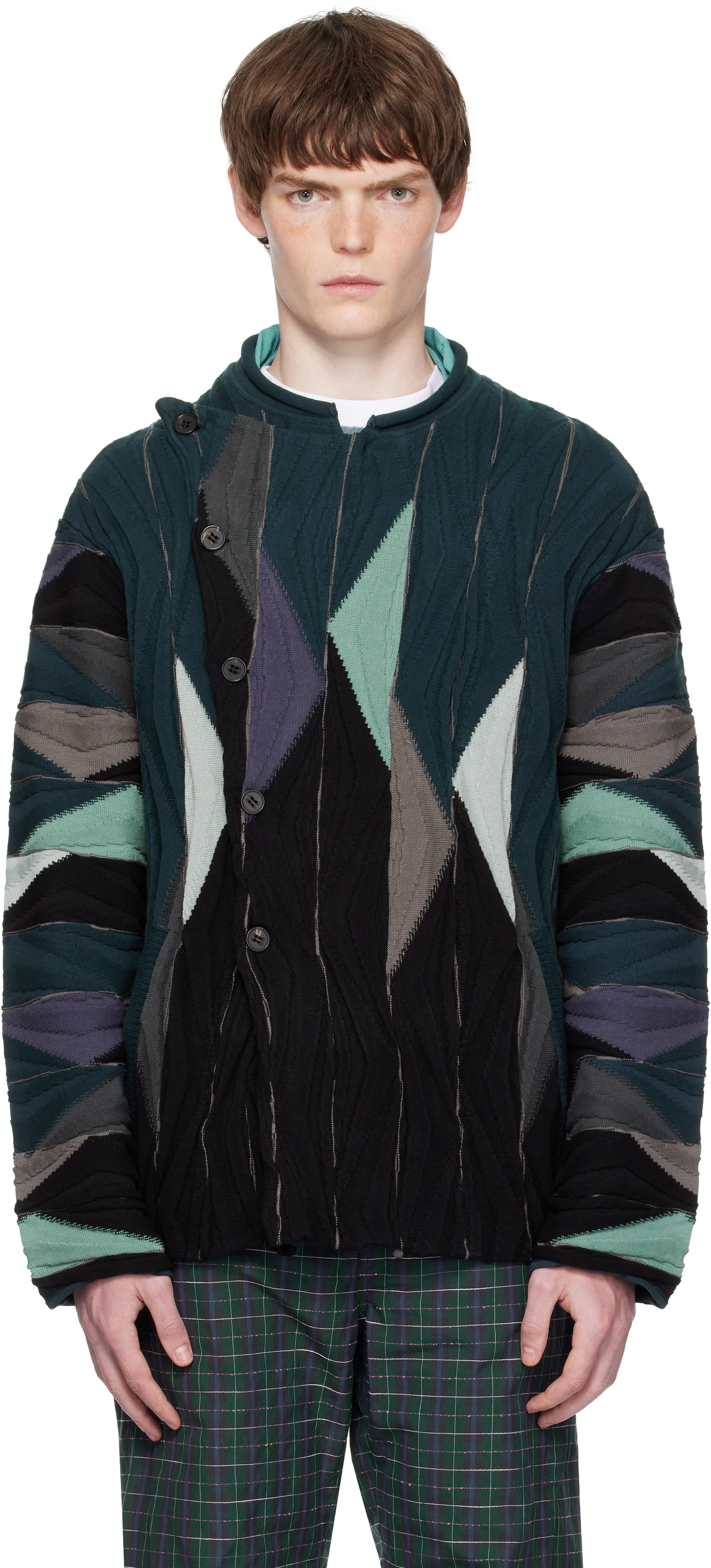 Kiko Kostadinov: ネイビー＆ブラック Raday ニットカーディガン