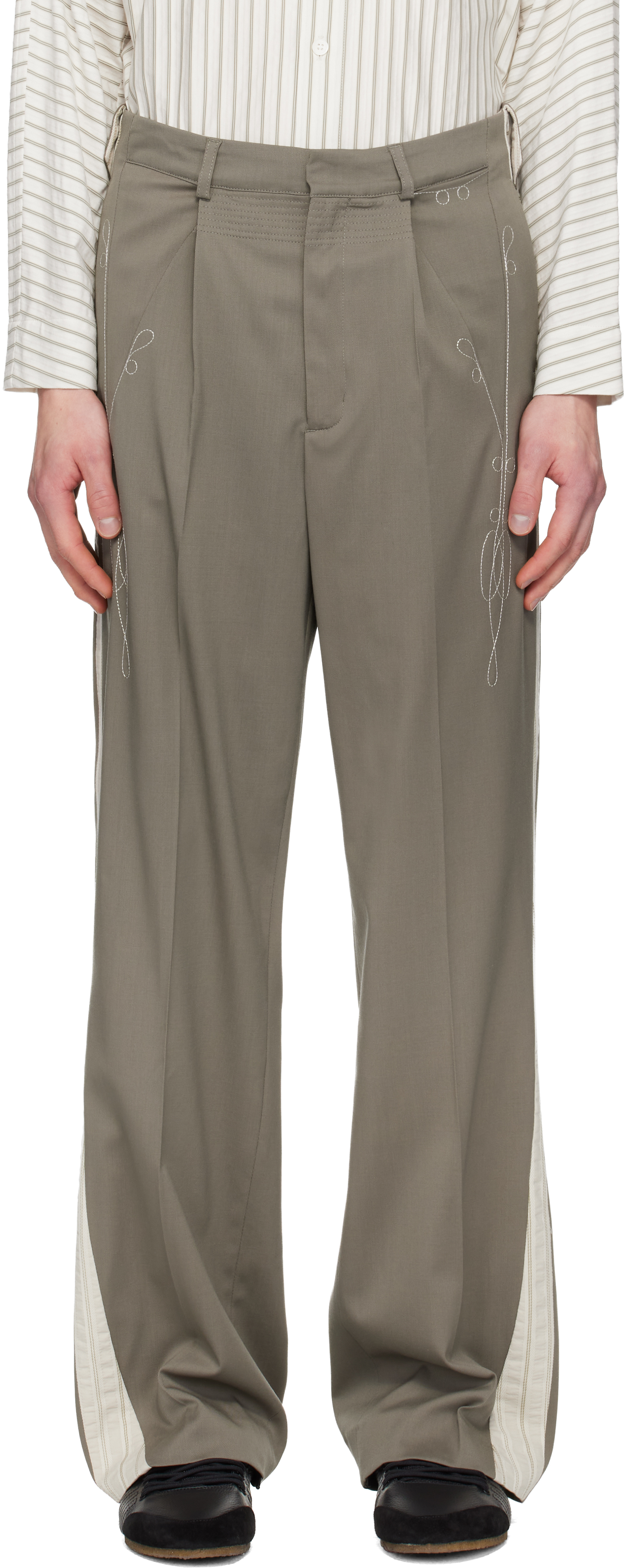 Gray Kormos Military Trousers by Kiko Kostadinov on Sale