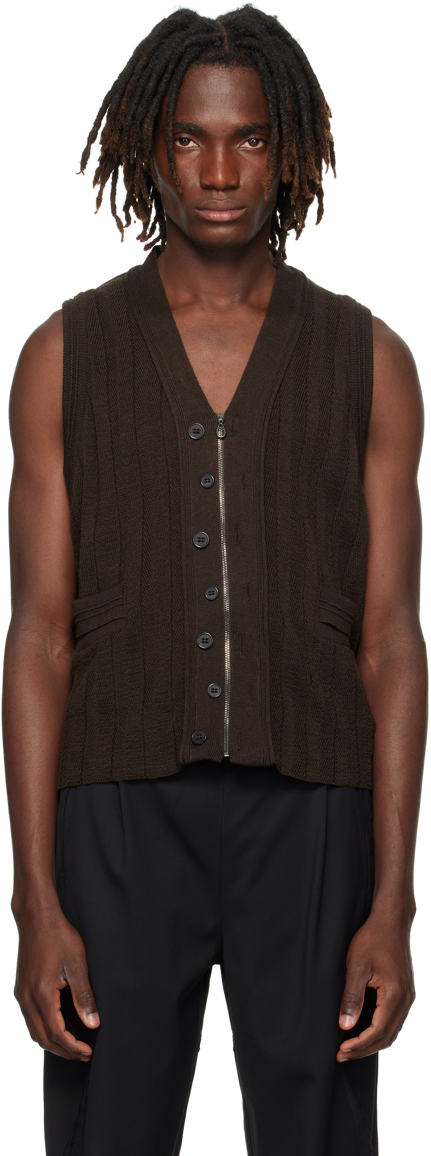 トップス kiko kostadinov 22ss Irrera Knit Vest Kiko Kostadinov Merli Twinset Vest Black – Très Bien