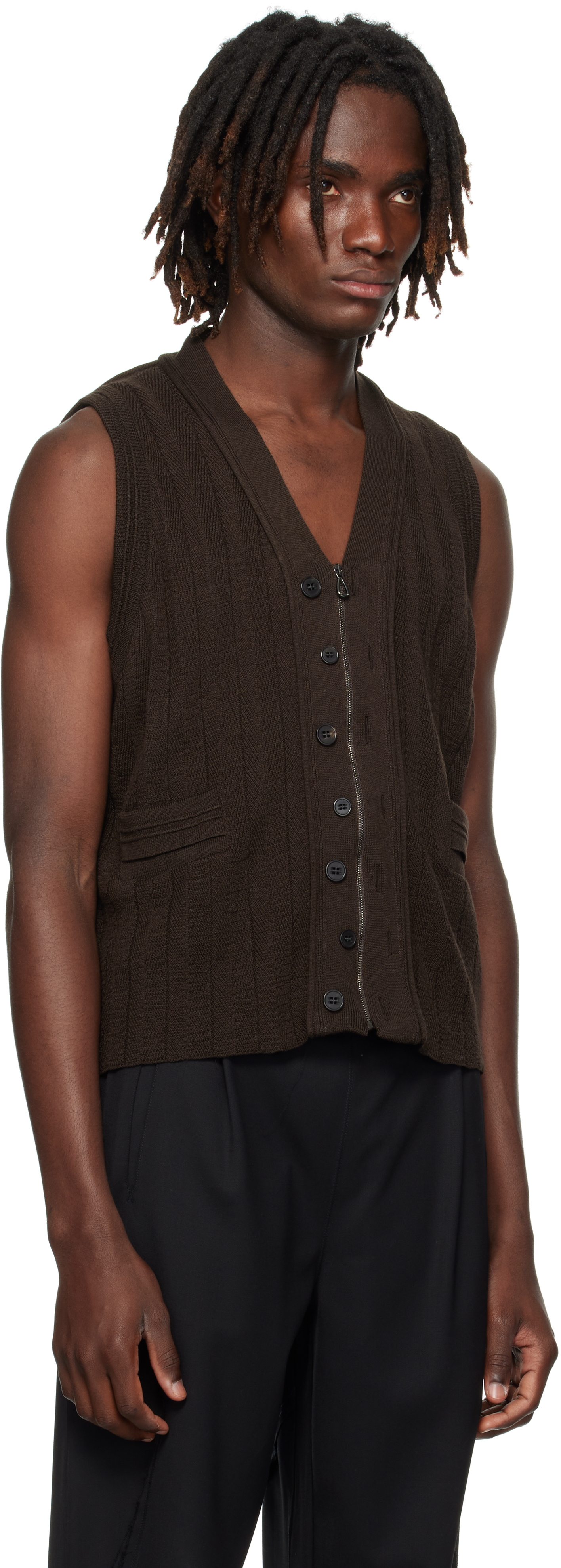 Kiko Kostadinov Brown Fitz Knit Vest In Burgundy