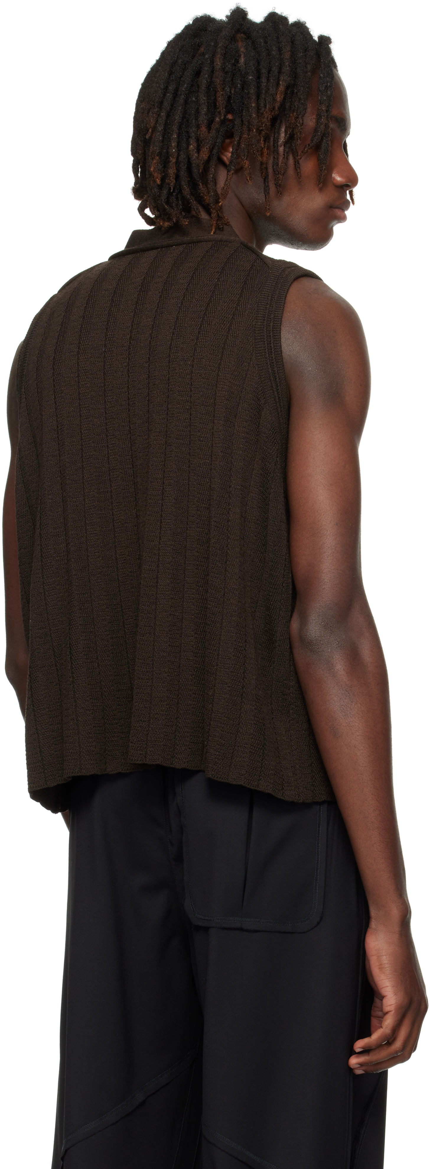 Kiko Kostadinov Brown Fitz Knit Vest In Burgundy