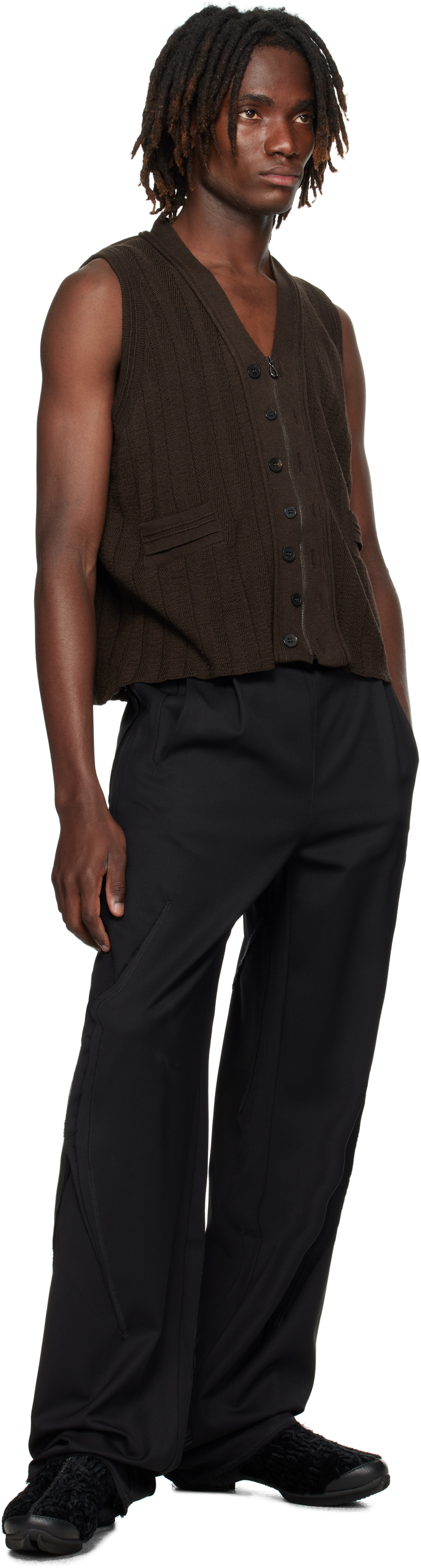 Kiko Kostadinov Brown Fitz Knit Vest In Burgundy