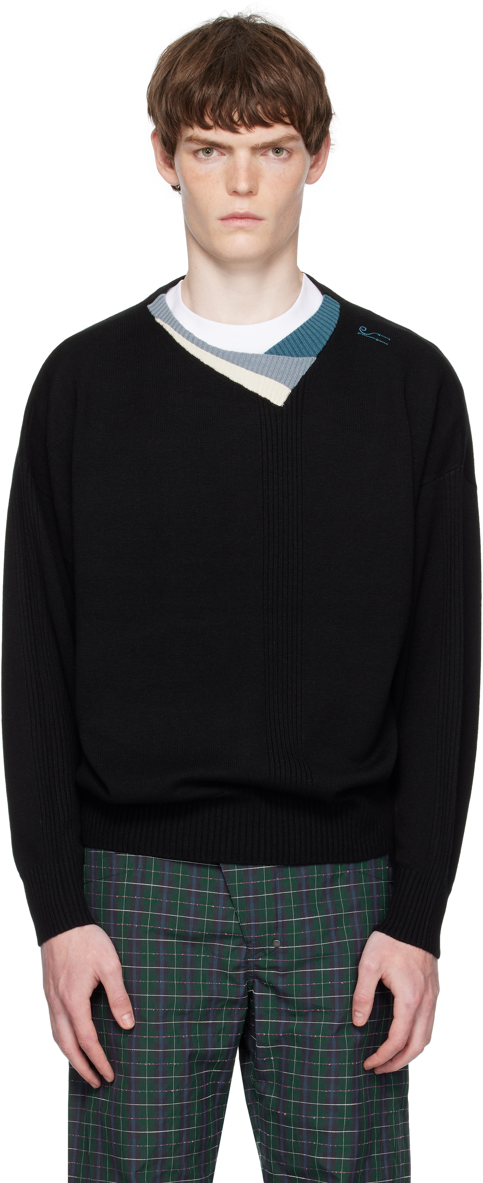 Kiko Kostadinov: ブラック Vig Multi Collar セーター | SSENSE