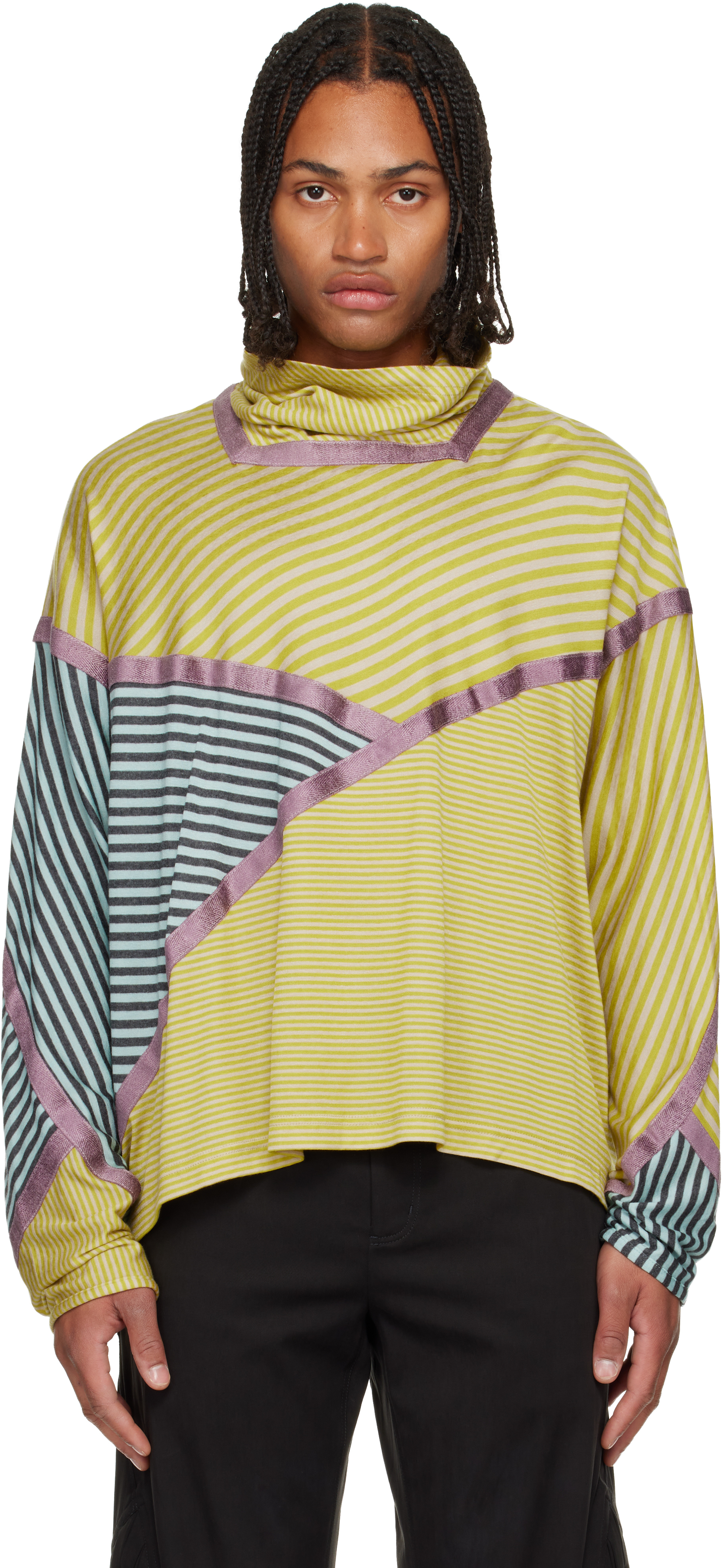 Kiko Kostadinov: Yellow & Gray Raday Short Jersey Top | SSENSE Canada