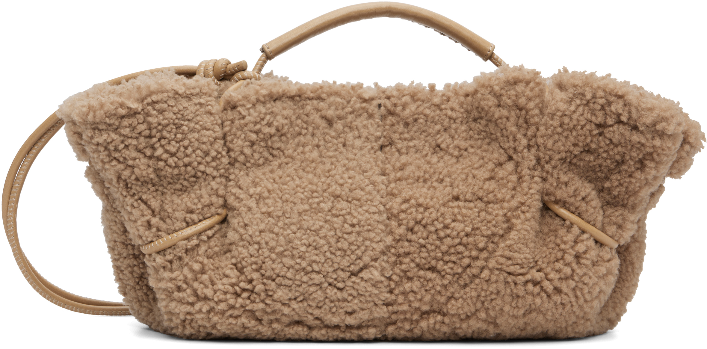 Beige Arta Mini Curly Shearling Bag