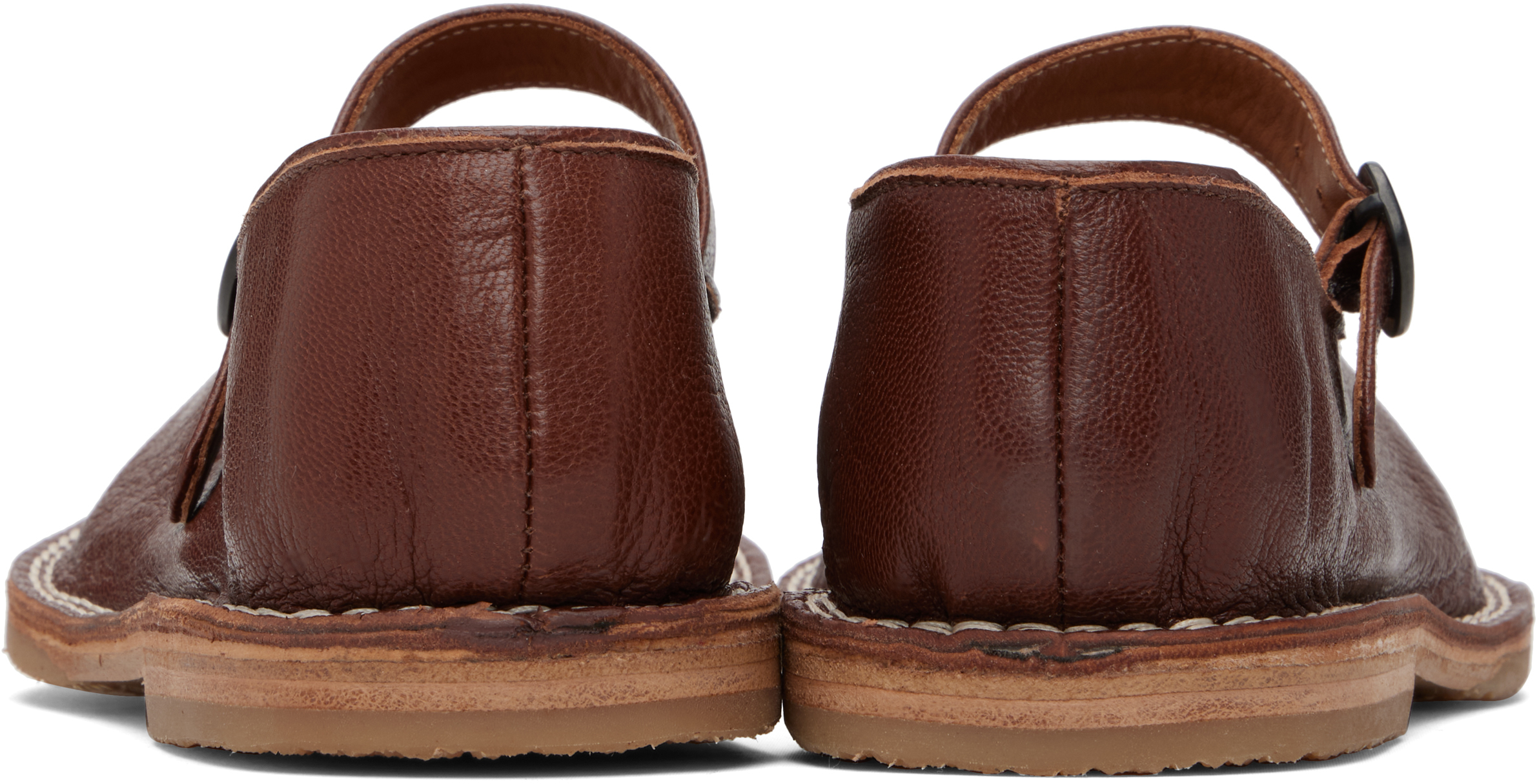 Hereu Brava Buckle-strap Leather Flat Pumps In Brown