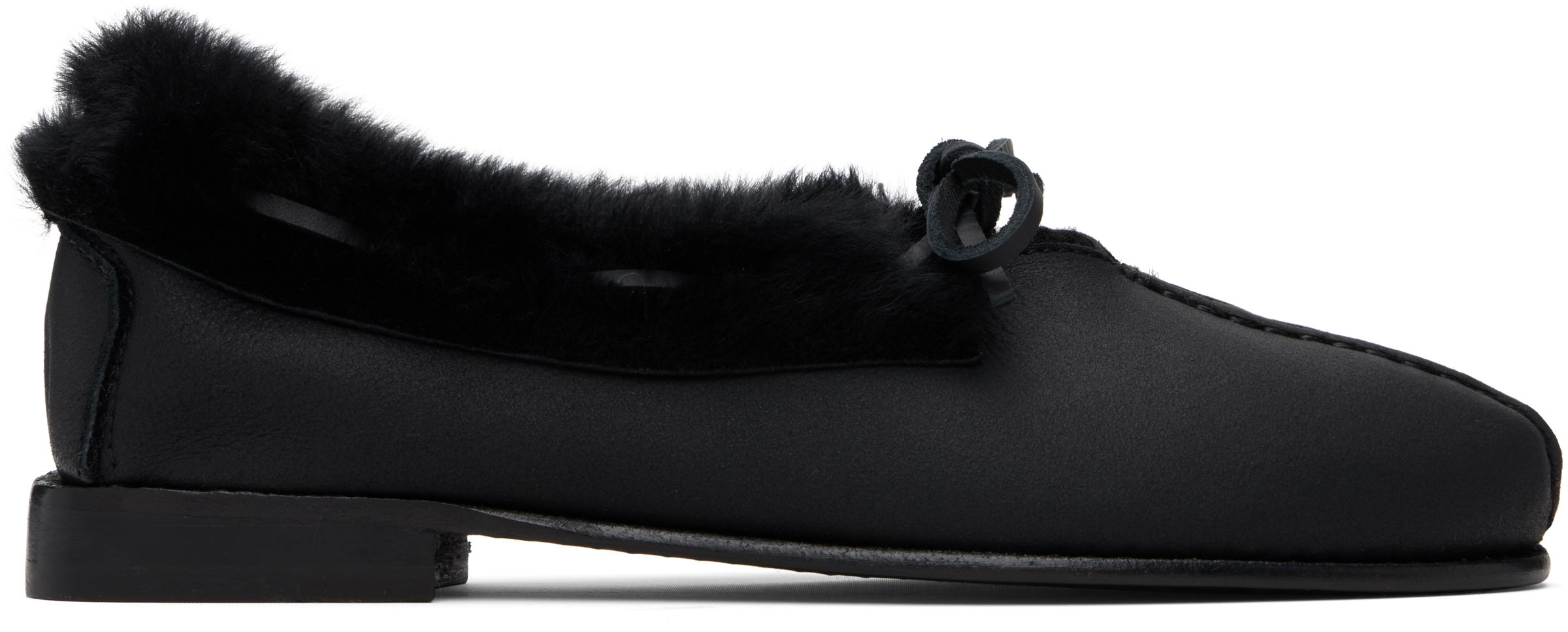 Hereu Black Tilla Shearling Loafers In Black