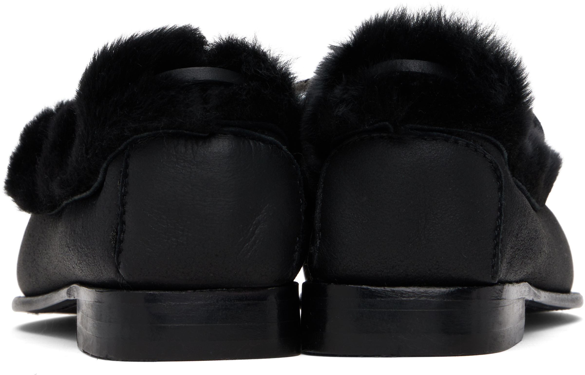 Hereu Black Tilla Shearling Loafers In Black