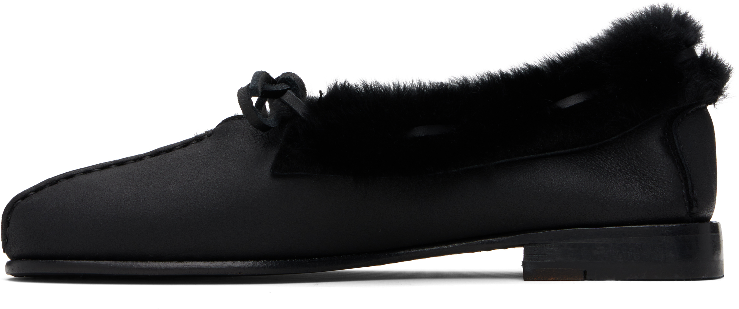 Hereu Black Tilla Shearling Loafers In Black