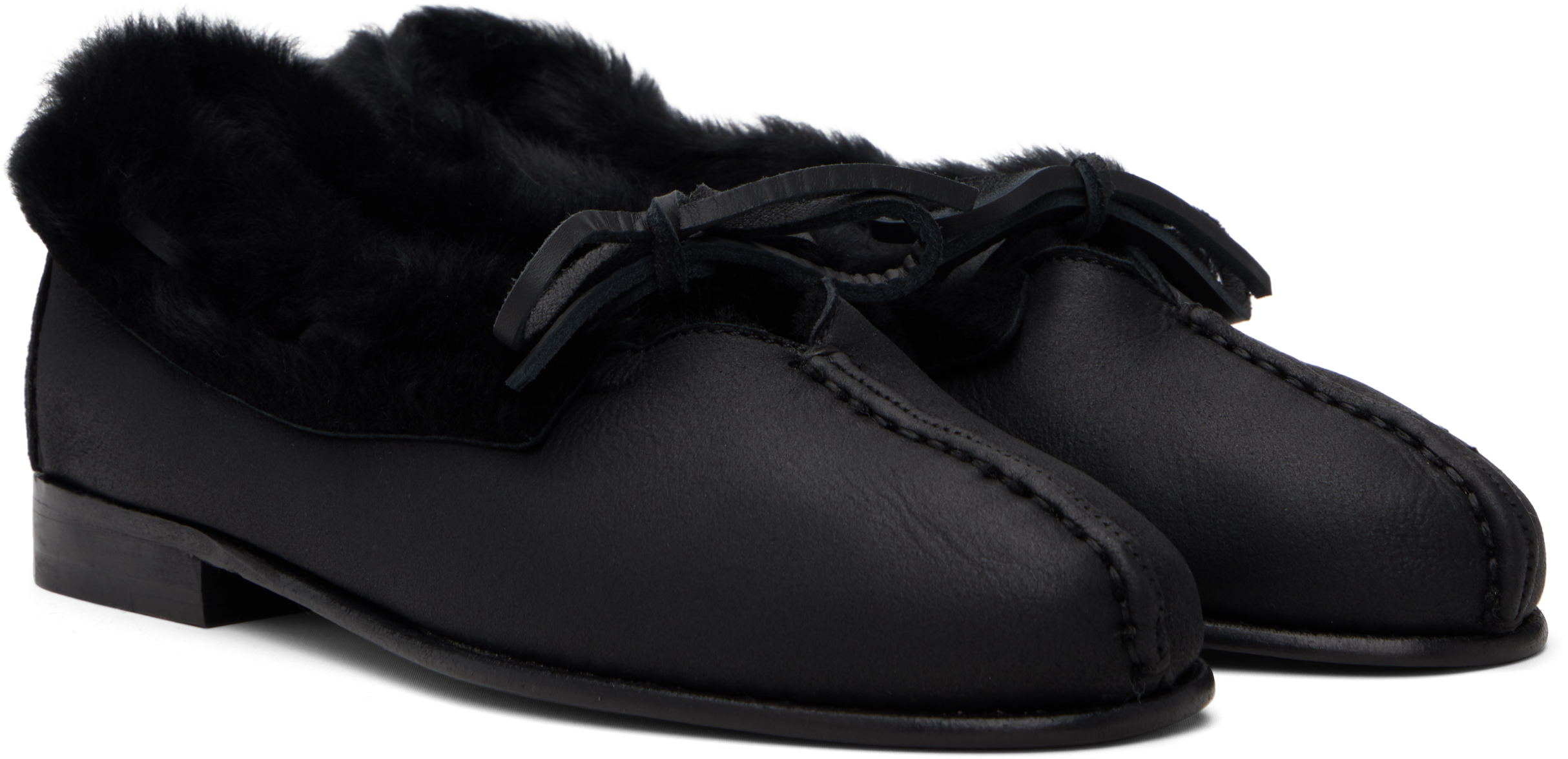 Hereu Black Tilla Shearling Loafers In Black