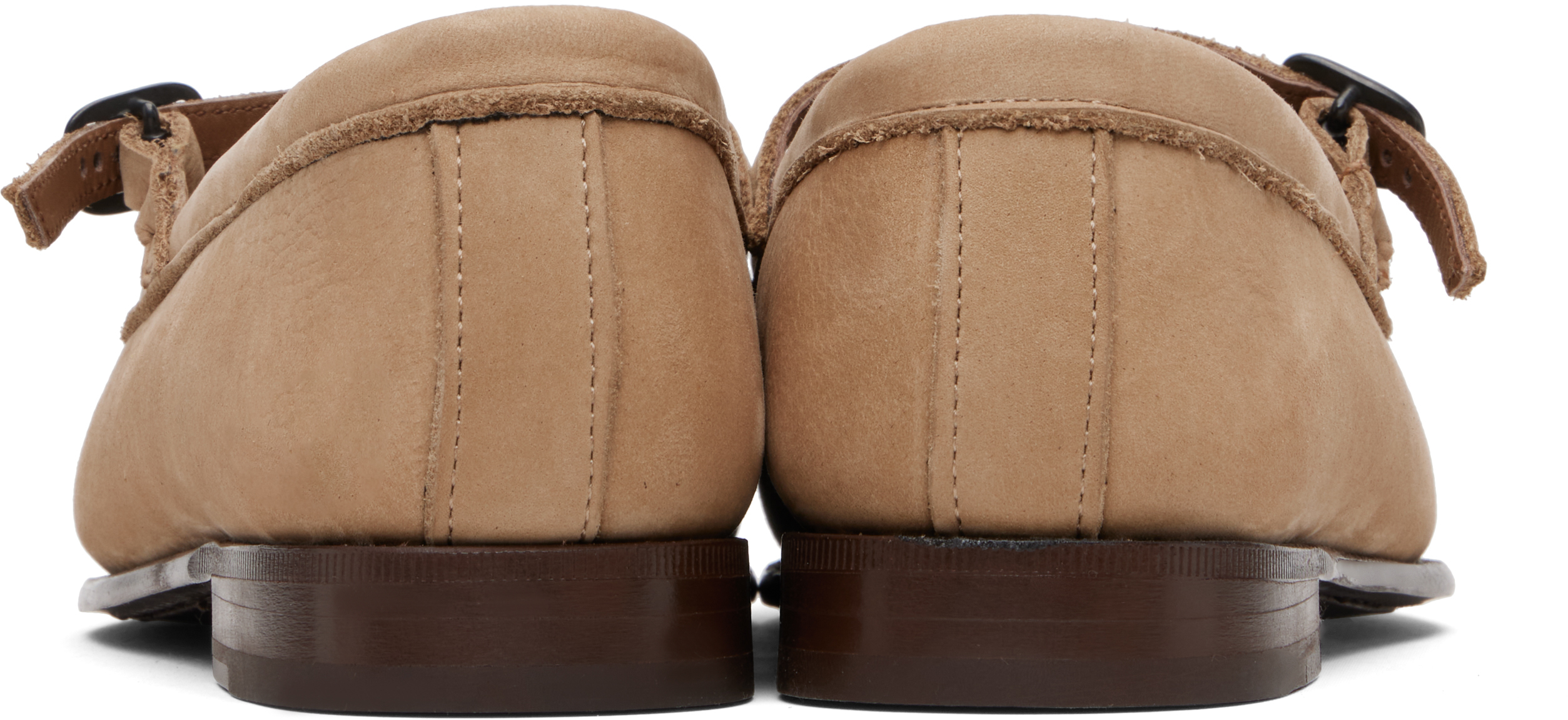 Hereu Beige Roses Nubuck Flats In Brown