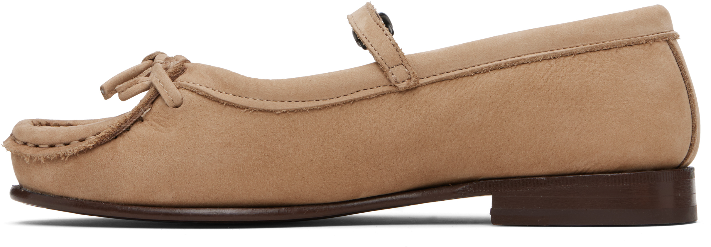 Hereu Beige Roses Nubuck Flats In Brown