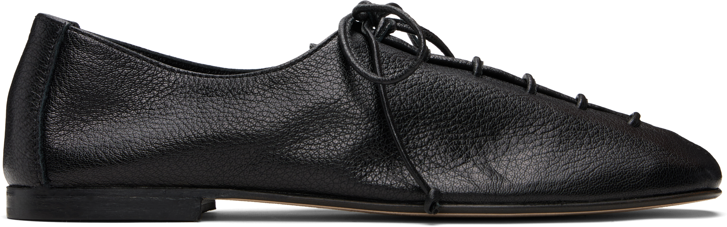 Black Plegada Supple Shiny Oxfords
