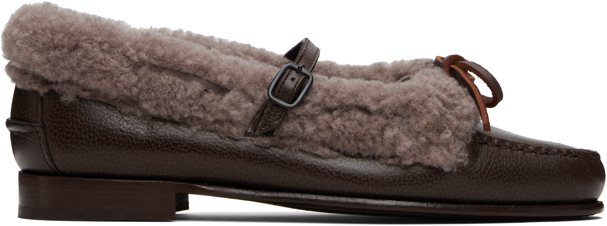 Hereu Brown Lorea Curly Shearling Loafers In Brown