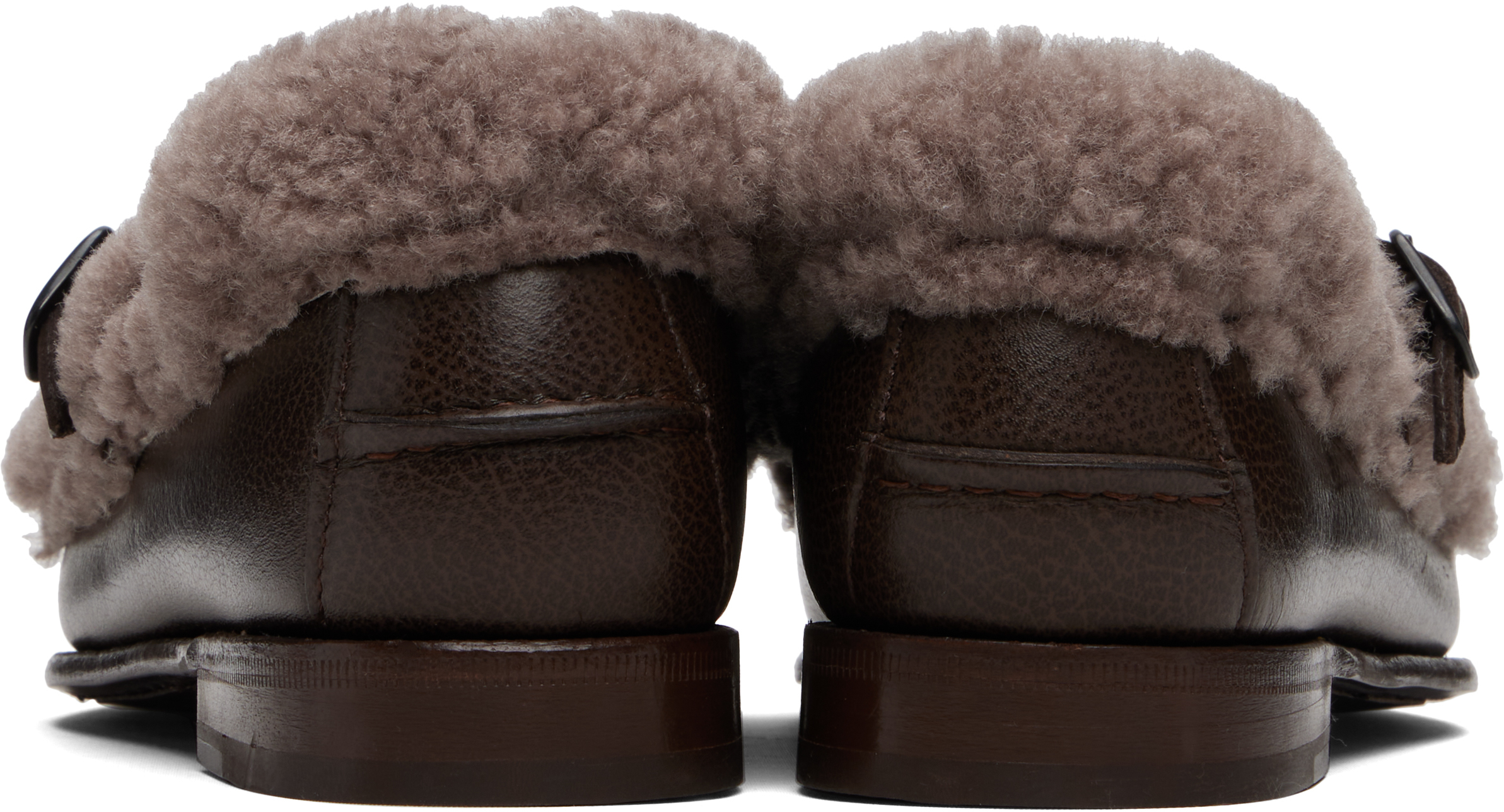 Hereu Brown Lorea Curly Shearling Loafers In Brown