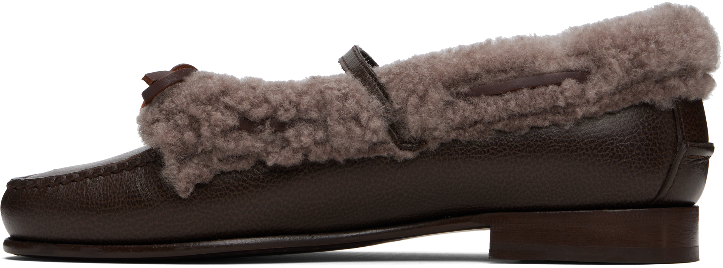 Hereu Brown Lorea Curly Shearling Loafers In Brown