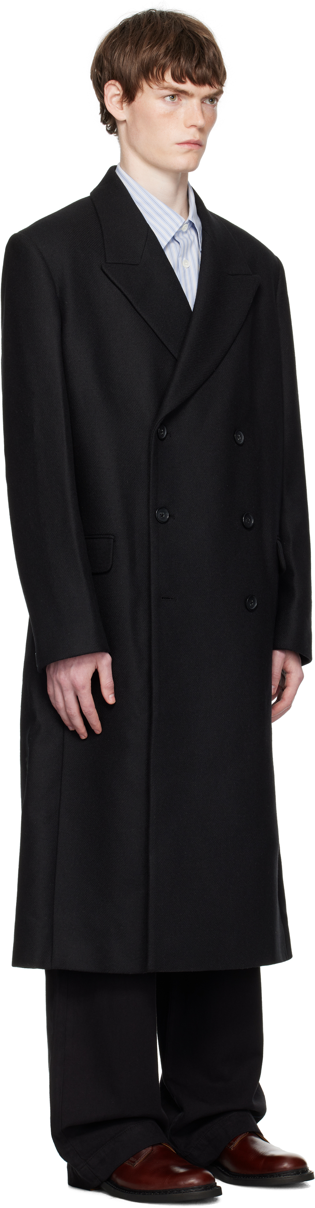 Hope Black Relaxed Double Breasted Coat In Black