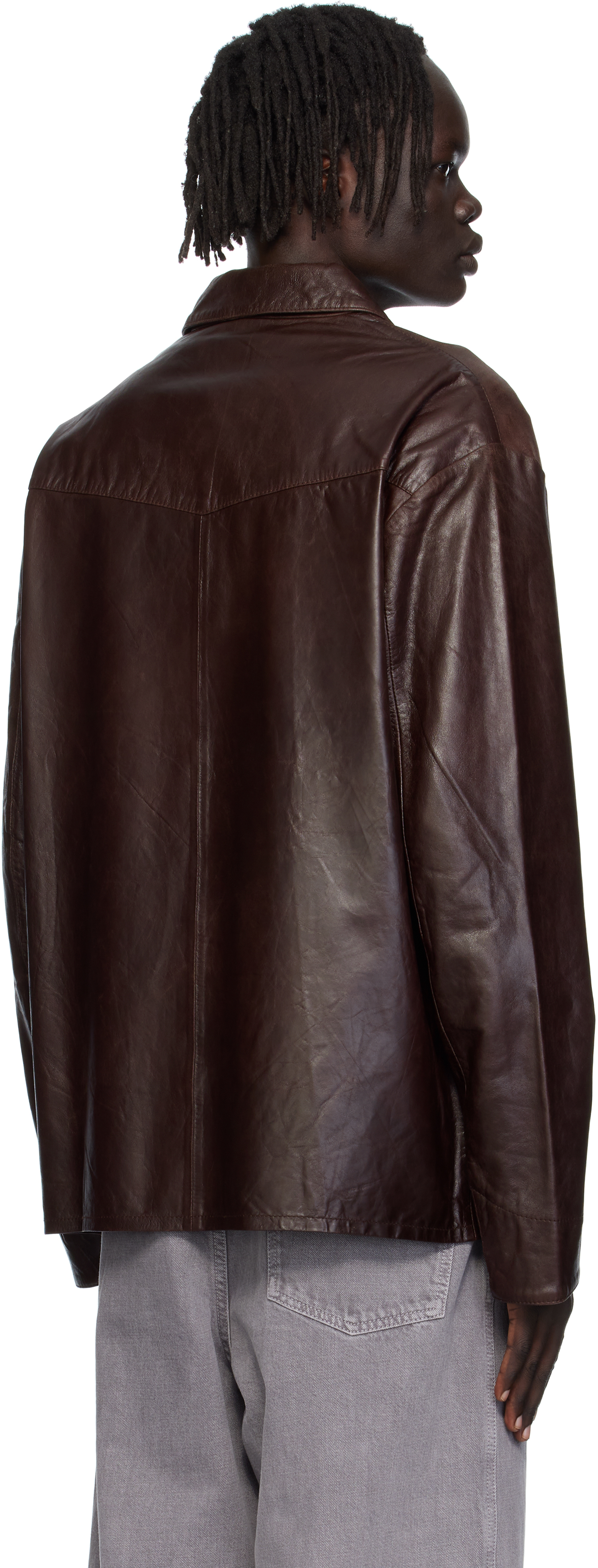 Hope Brown Relaxed Leather Overshirt In Brown
