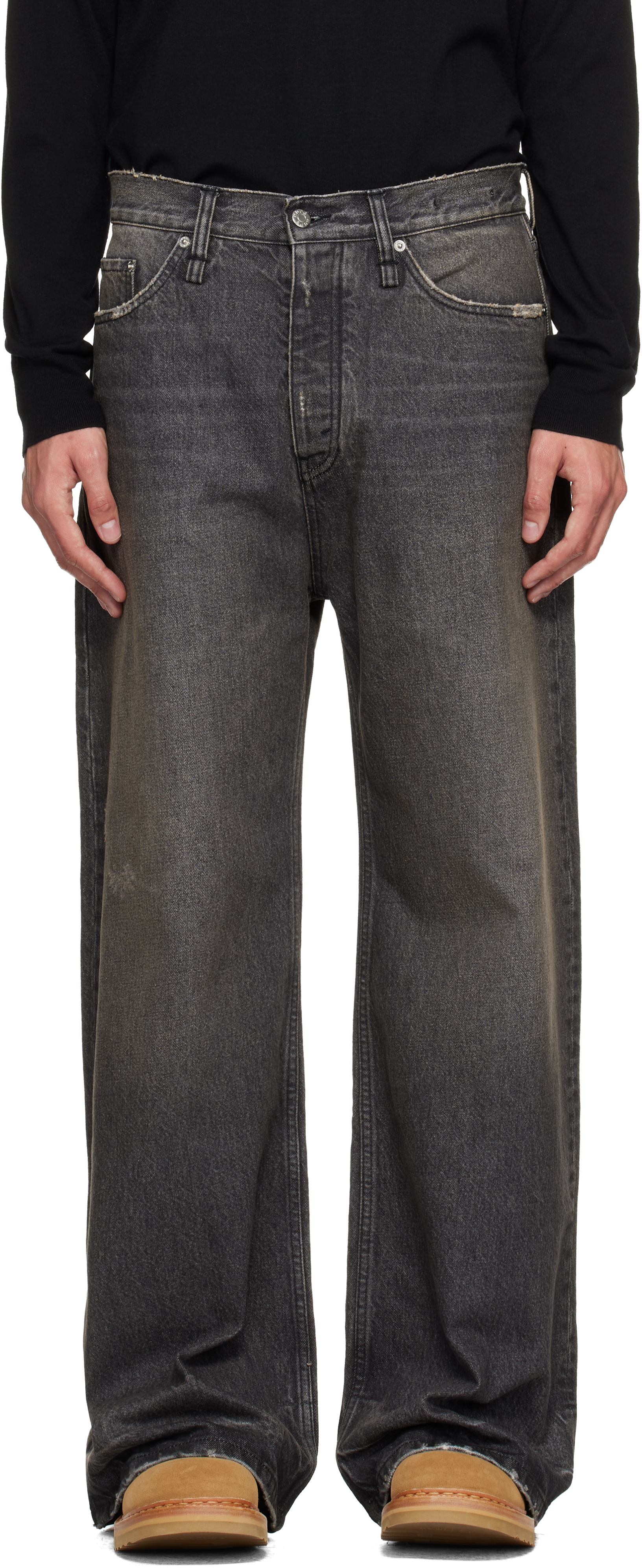 Gray Wide-Leg Skid Jeans by HOPE on Sale
