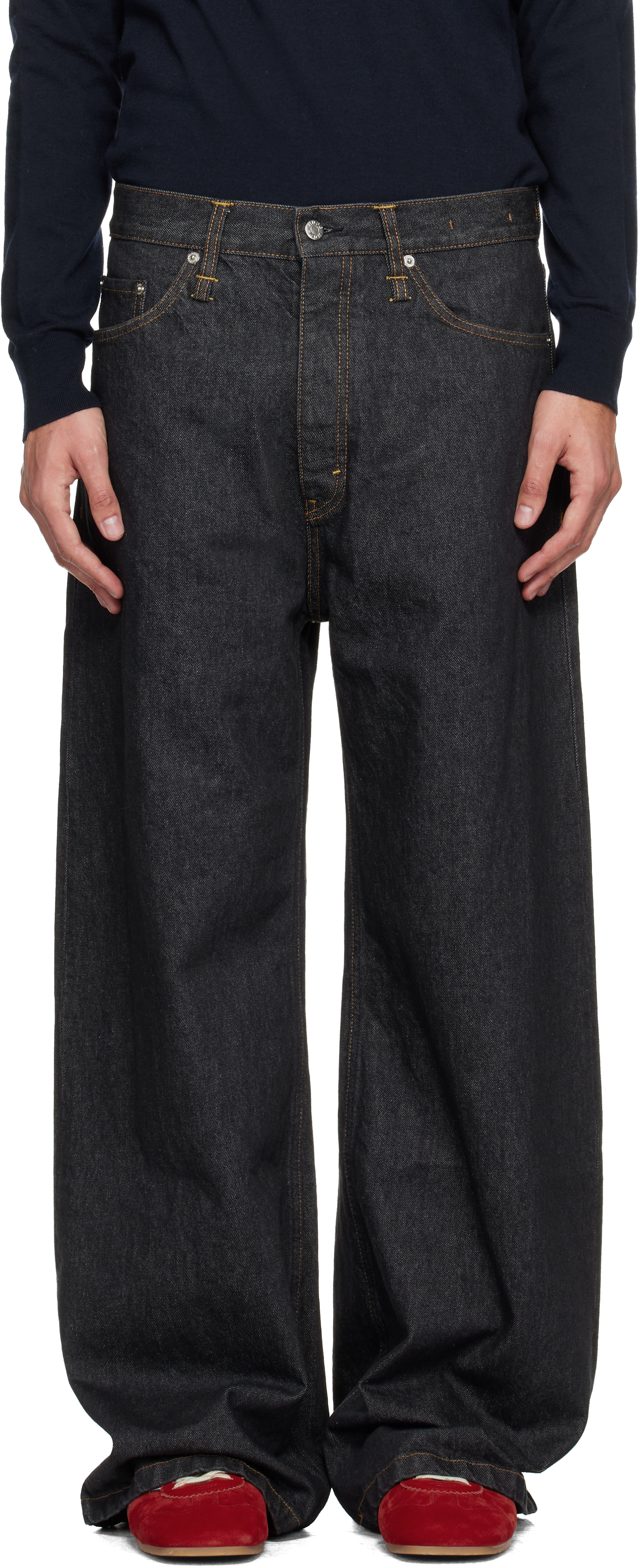 Gray Wide-Leg Skid Jeans by HOPE on Sale