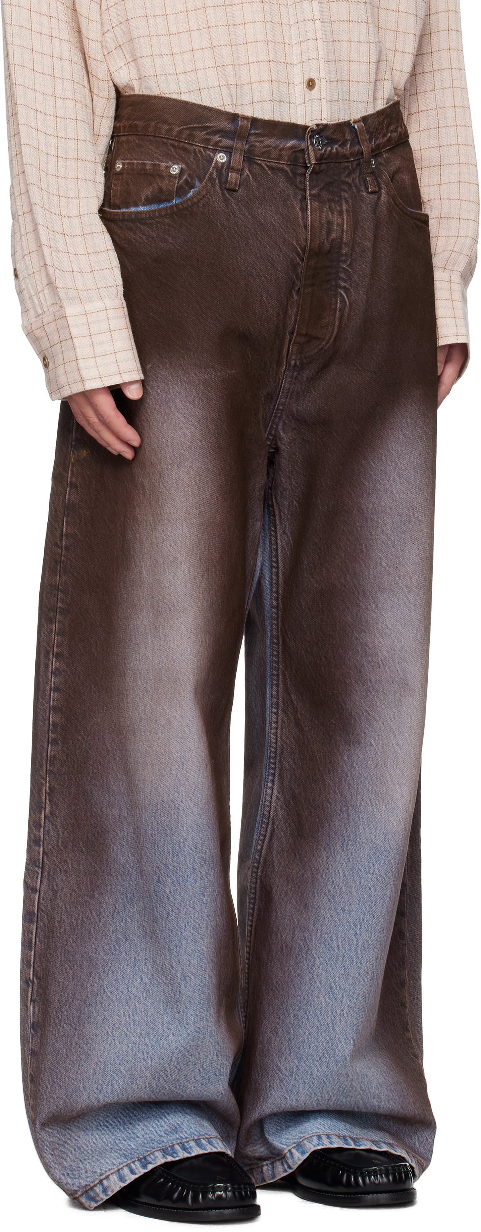 Hope Blue & Brown Wide-leg Jeans In Brown