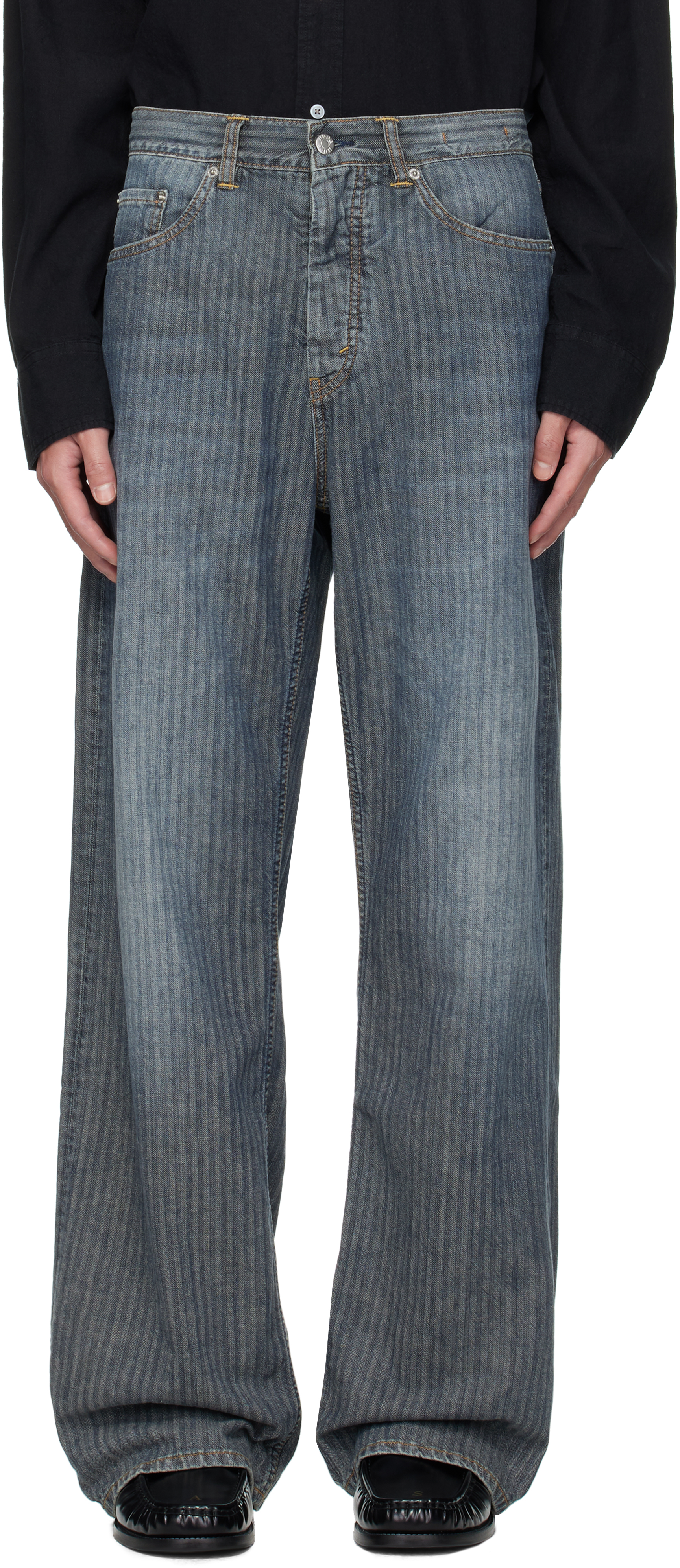 Hope Blue Loose-fit Criss Jeans In Gray
