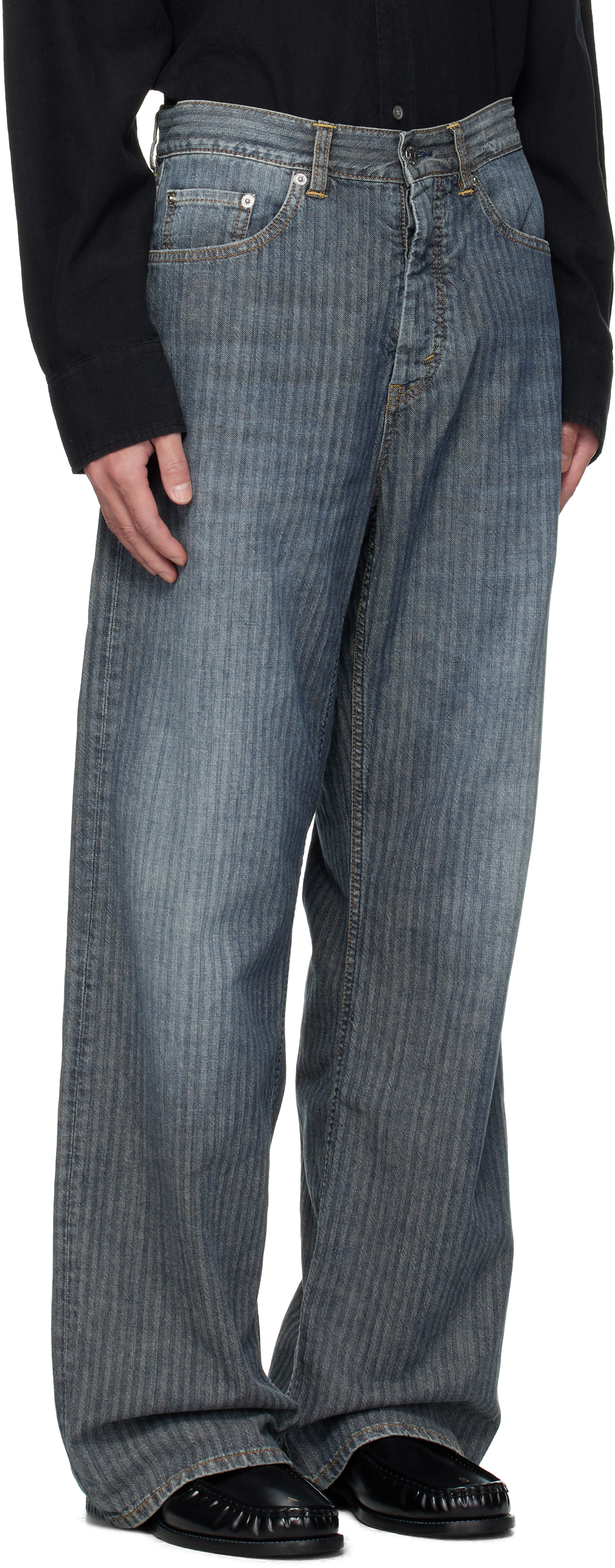 Hope Blue Loose-fit Criss Jeans In Gray