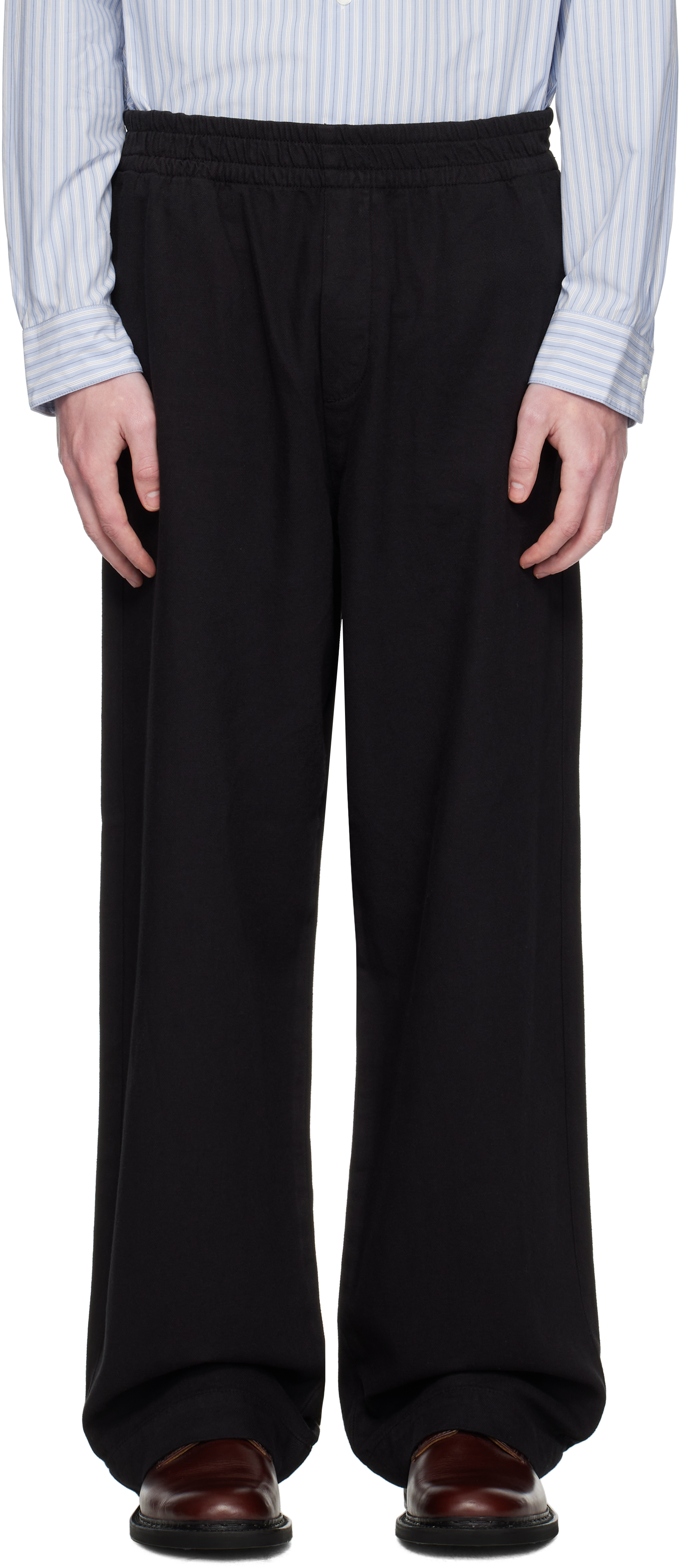 Black Elasticated Wide Leg Trousers